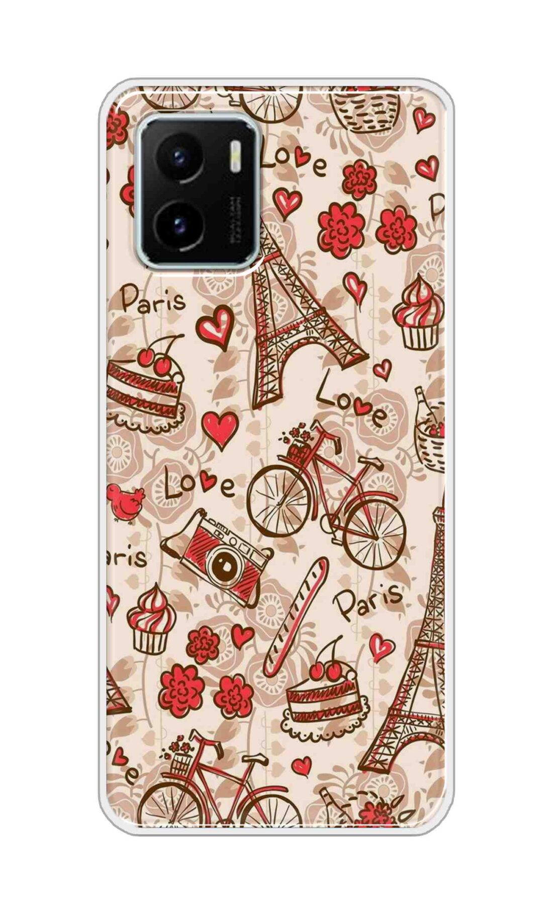 Coberta Back Cover For Vivo Y15s Back Cover Stylish Case - Paris and Love Text Pattern D11626