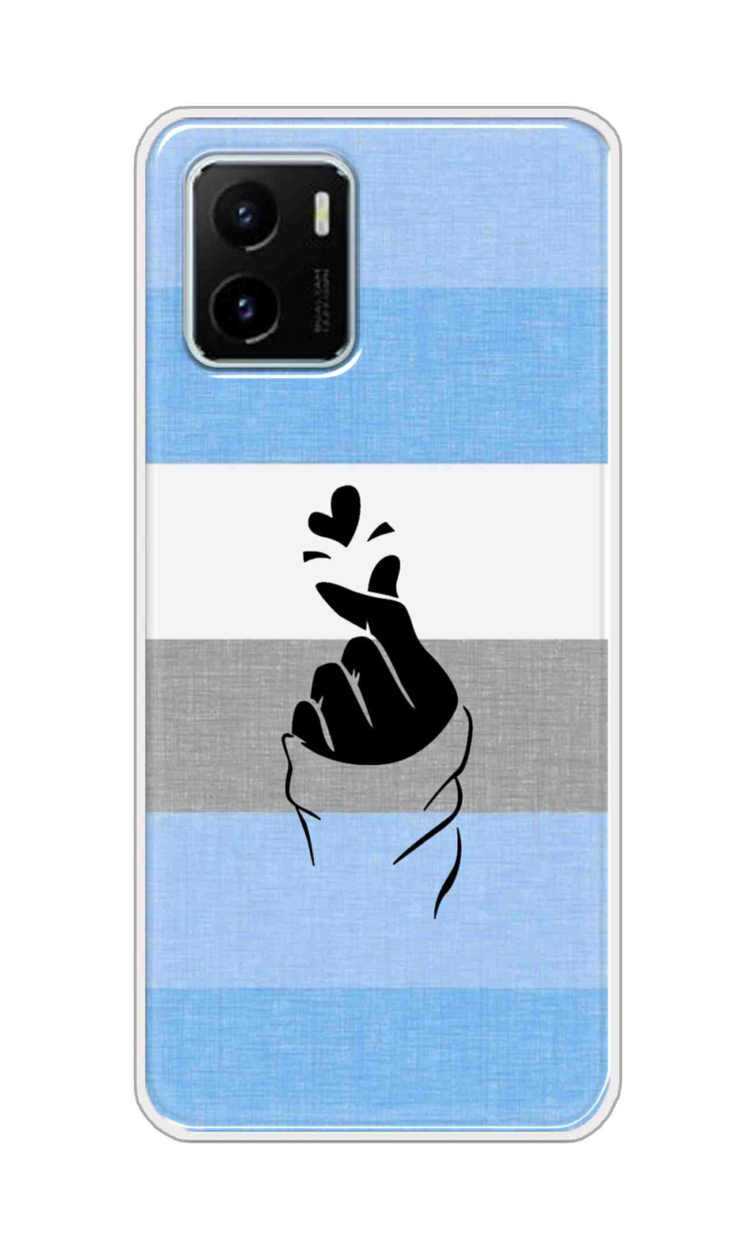 Coberta Back Cover For Vivo Y15s Back Cover Stylish Case - Blue and Grey Korean Heart Design D14909