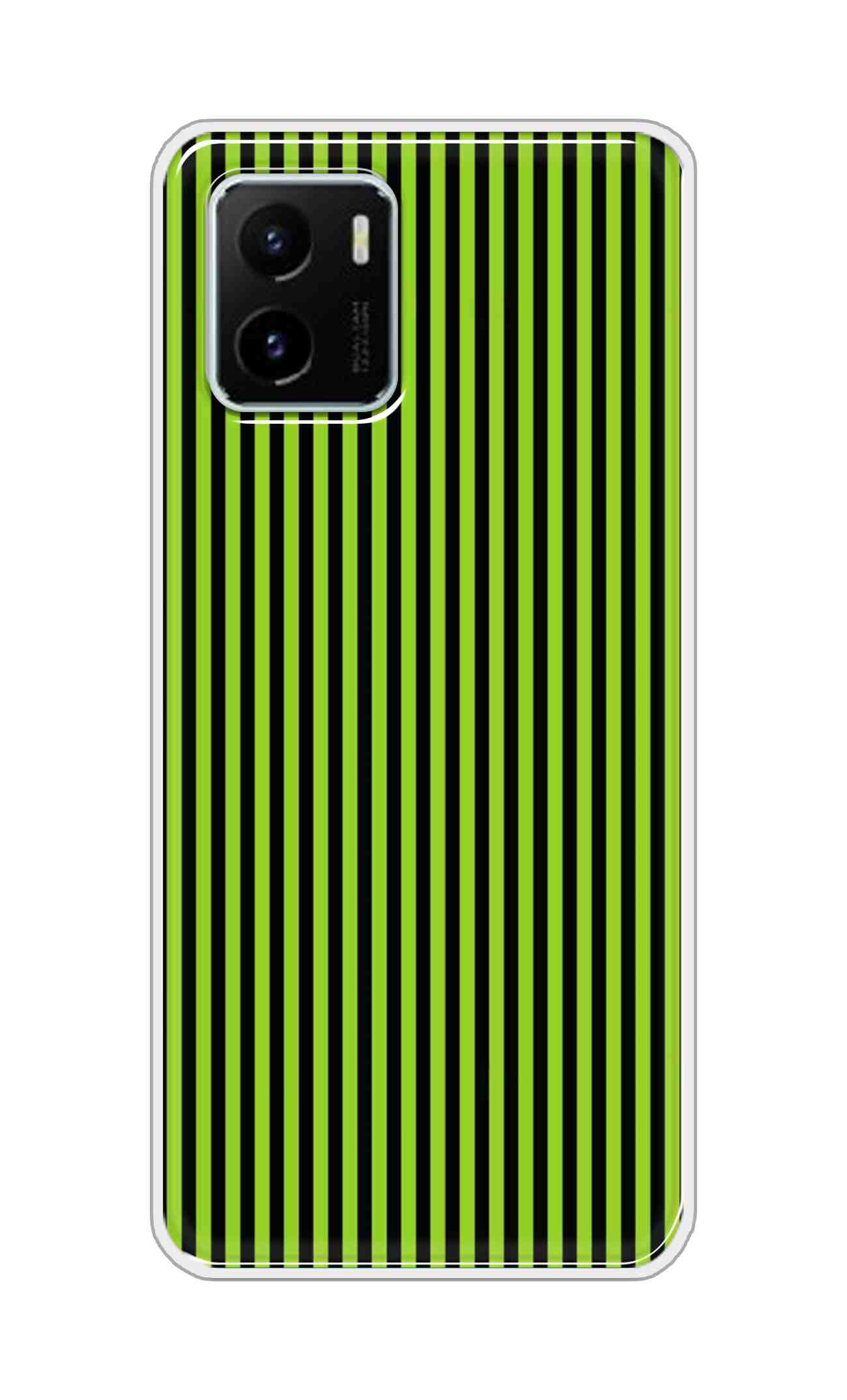 Coberta Back Cover For Vivo Y15s Back Cover Stylish Case - Green and Black Liner Design D16511