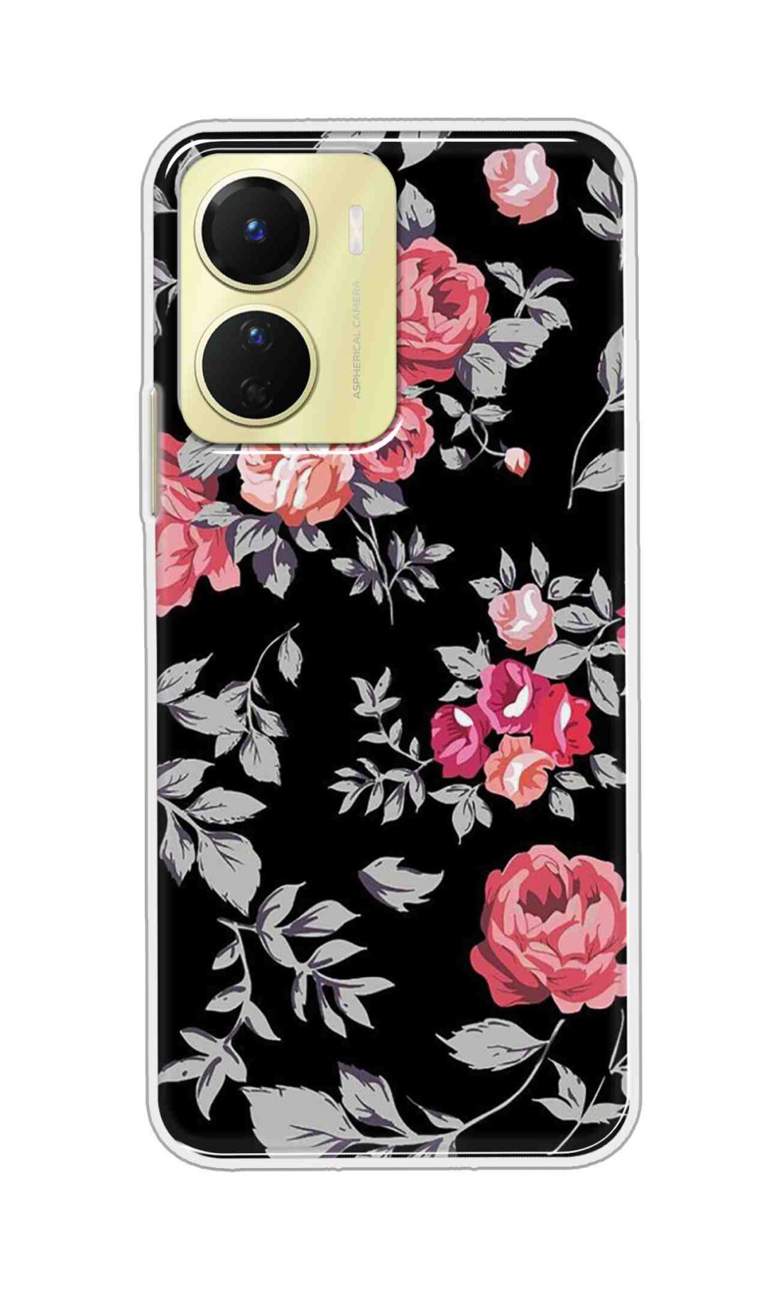 Coberta Back Cover For Poco X7 Pro 5G Back Cover Stylish Case - Pink Flowers and Grey Leaves Design D11556