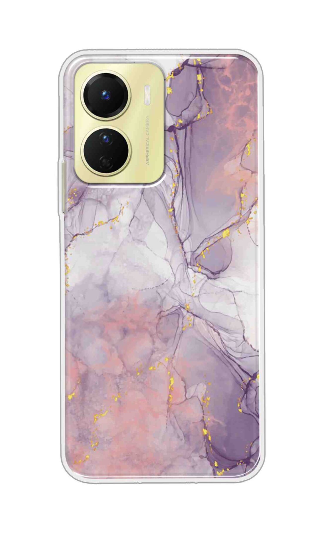 Coberta Back Cover For Vivo Y16 Back Cover Stylish Case - Light Marble with Golden Design D16162