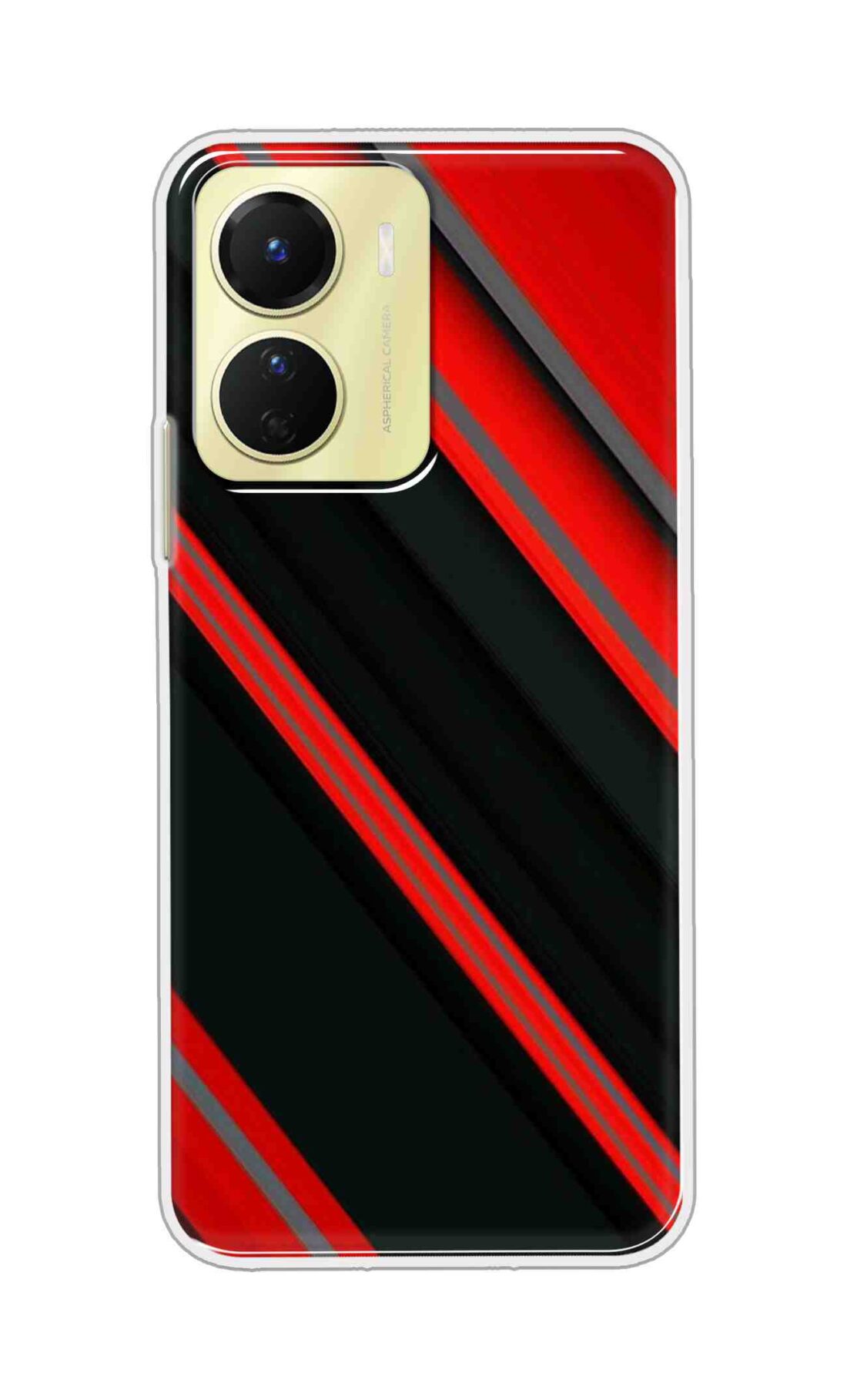Coberta Back Cover For Vivo Y16 Back Cover Stylish Case - Red and Black 3D Pattern Design D16461