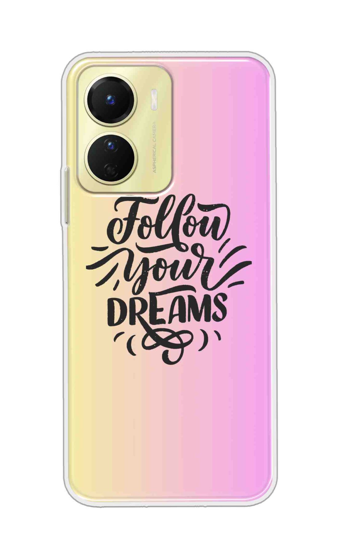 Coberta Back Cover For Vivo Y16 Back Cover Stylish Case - Follow Your Dreams In Pink And Yellow Design D16499