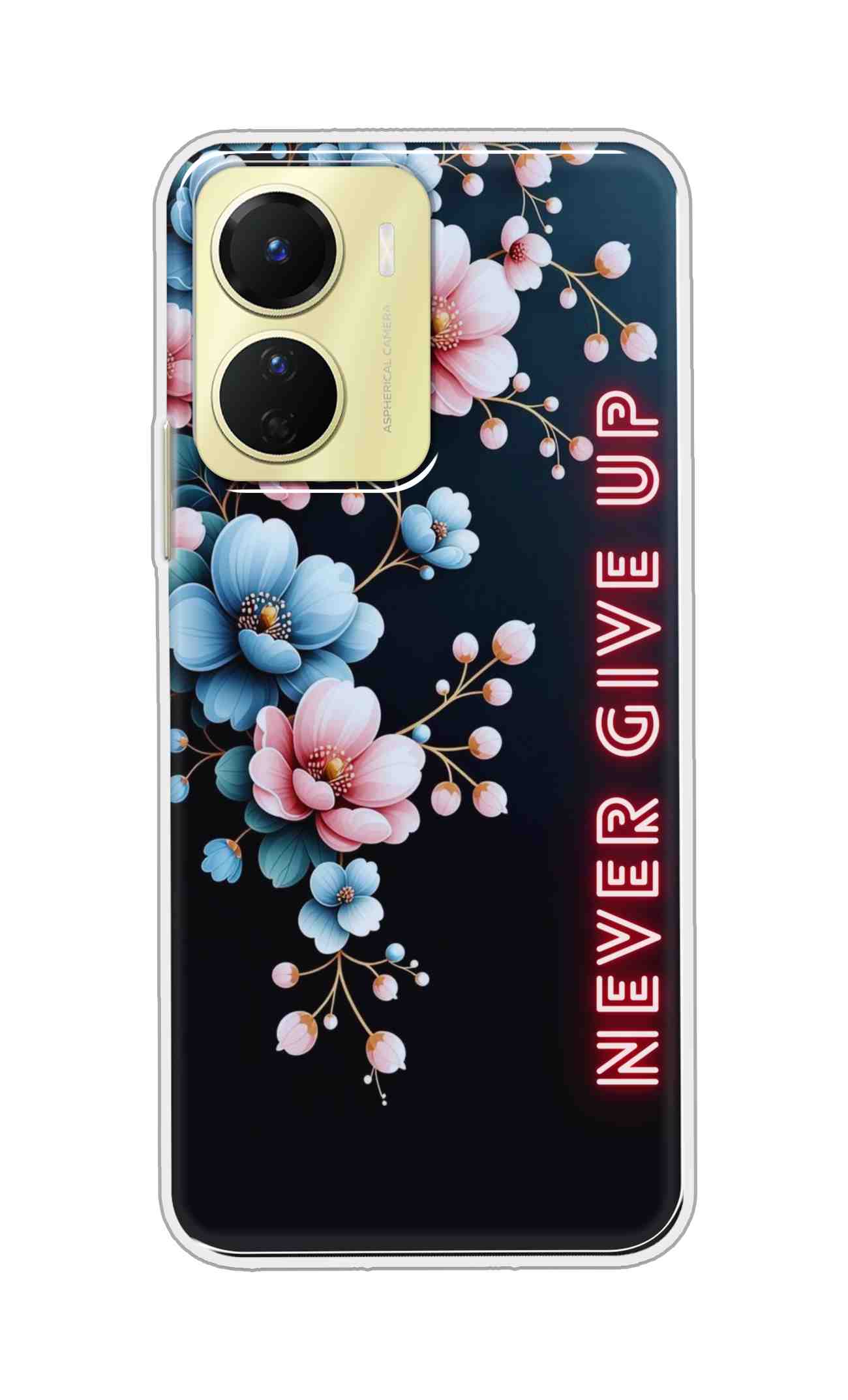 Coberta Back Cover For Vivo Y16 Back Cover Stylish Case - Never Give Up with Flowers Design D16500