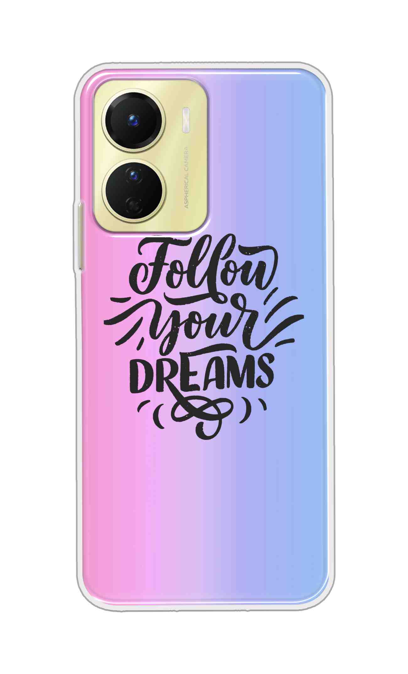 Coberta Back Cover For Vivo Y16 Back Cover Stylish Case - Follow Your Dreams In Pink And Blue Design D16501