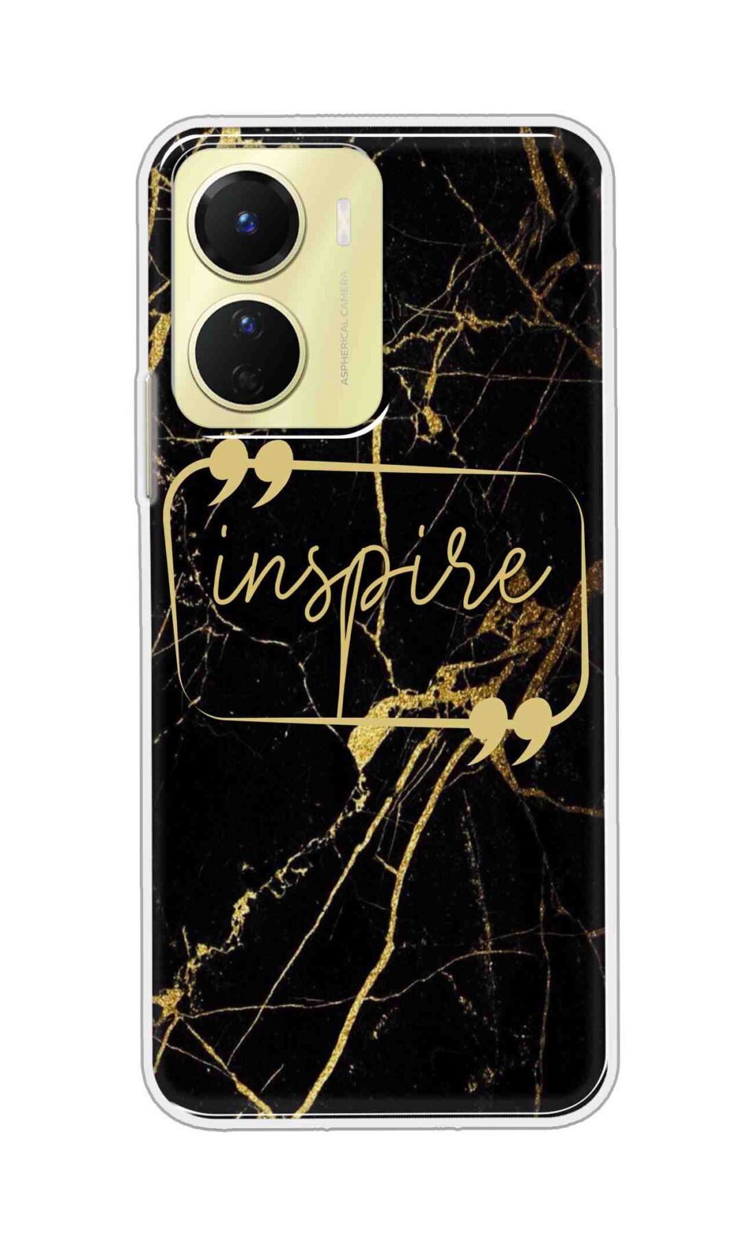 Coberta Back Cover For Vivo Y16 Back Cover Stylish Case - Inspire in Golden Marble Design D16509