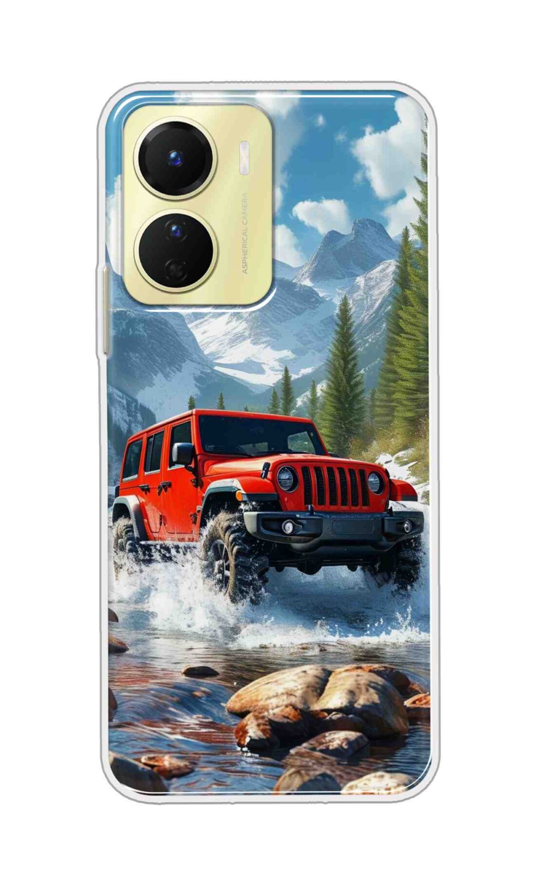Coberta Back Cover For Vivo Y16 Back Cover Stylish Case - Red Car in Nature Design D16513