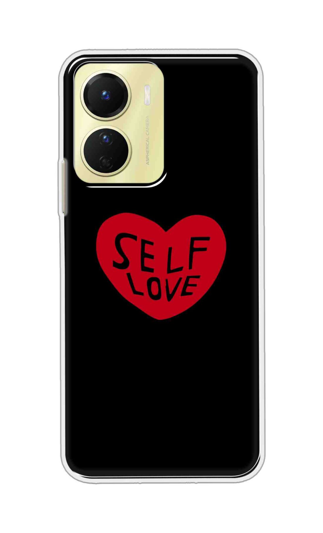 Coberta Back Cover For Vivo Y16 Back Cover Stylish Case - Self Love Heart in Black Design D16516