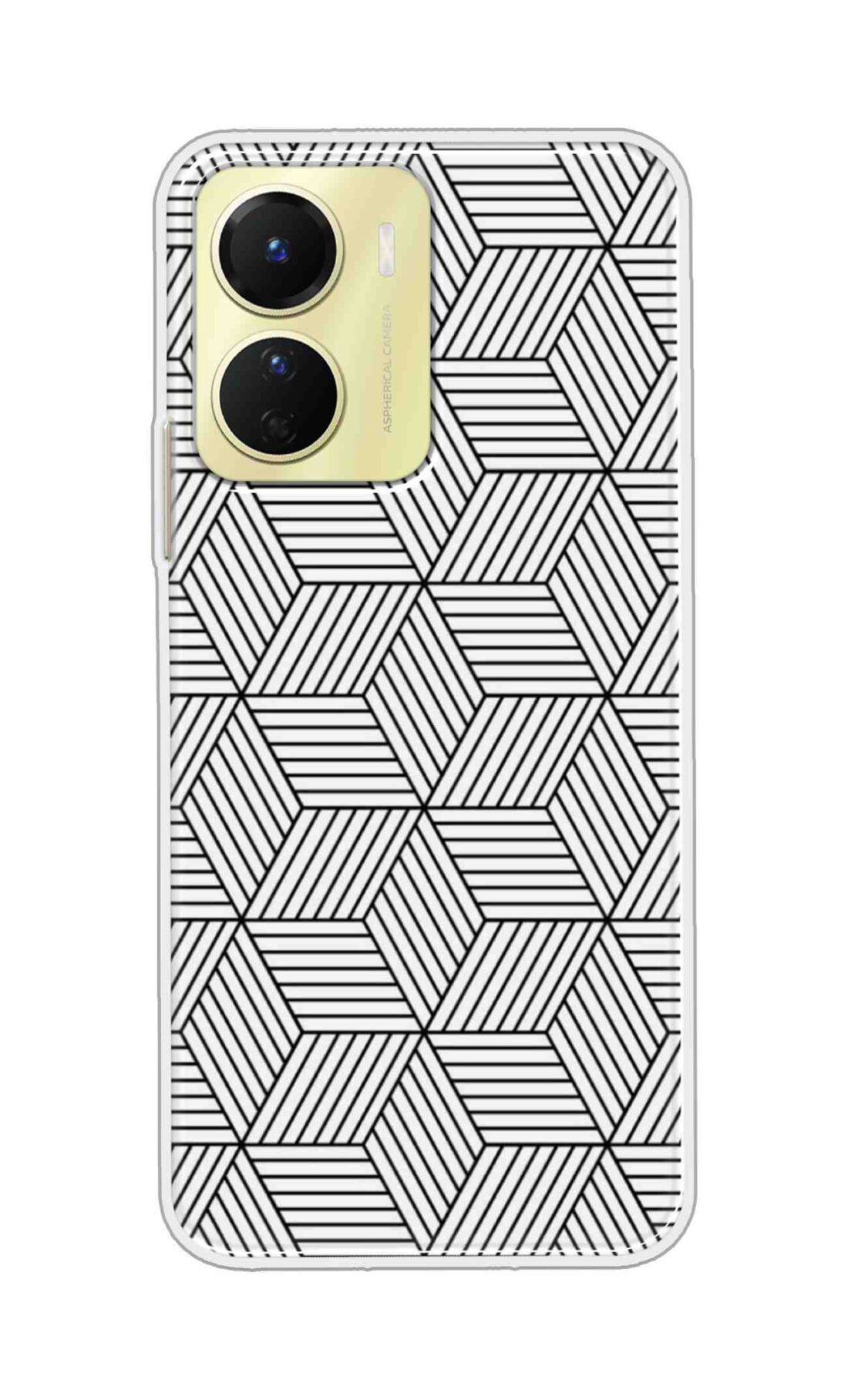 Coberta Back Cover For Vivo Y16 Back Cover Stylish Case - White and Black Zig Zag Design D16586