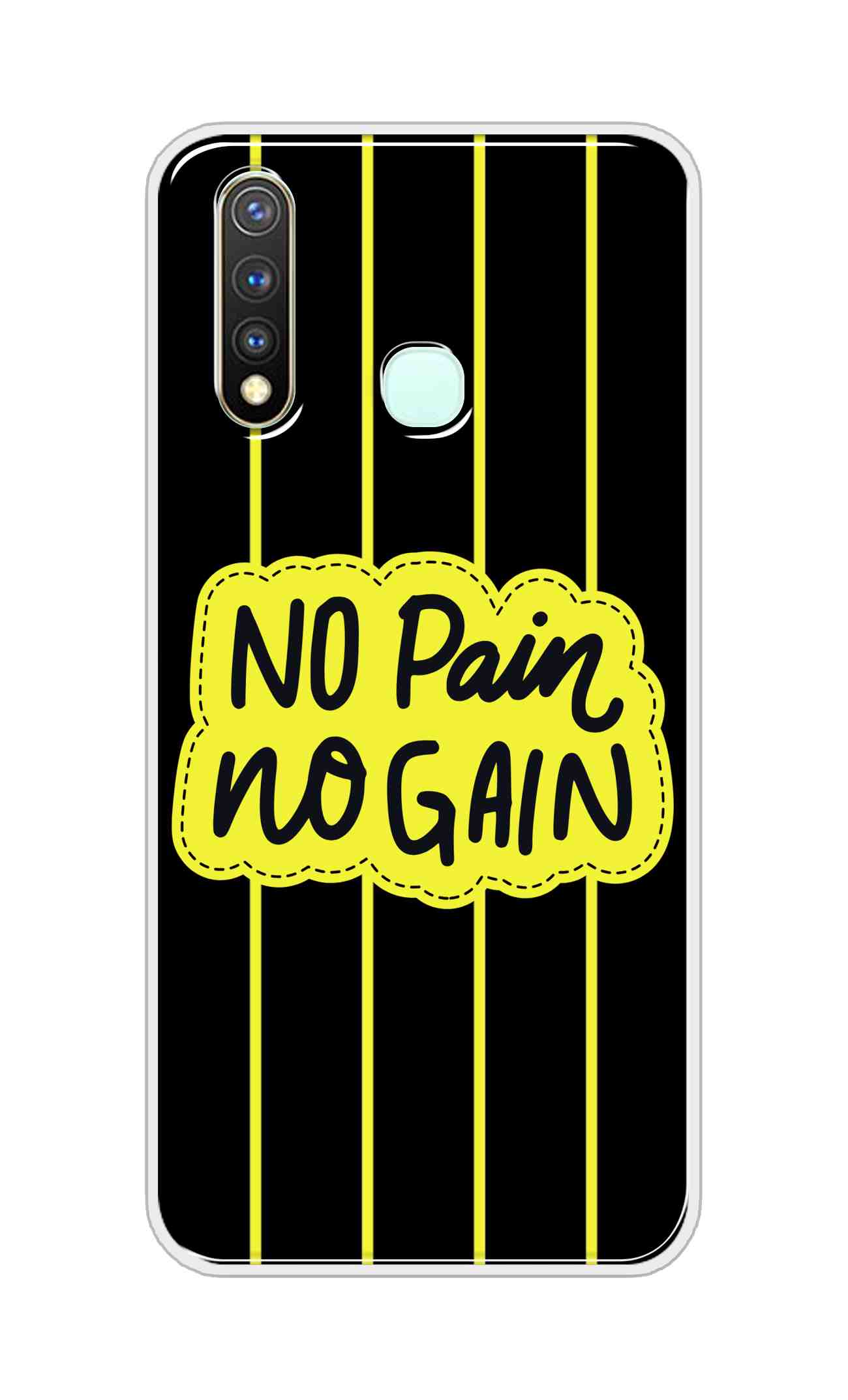 Coberta Back Cover For Vivo Y19 Back Cover Stylish Case - No Pain No Gain in Yellow Design D16508