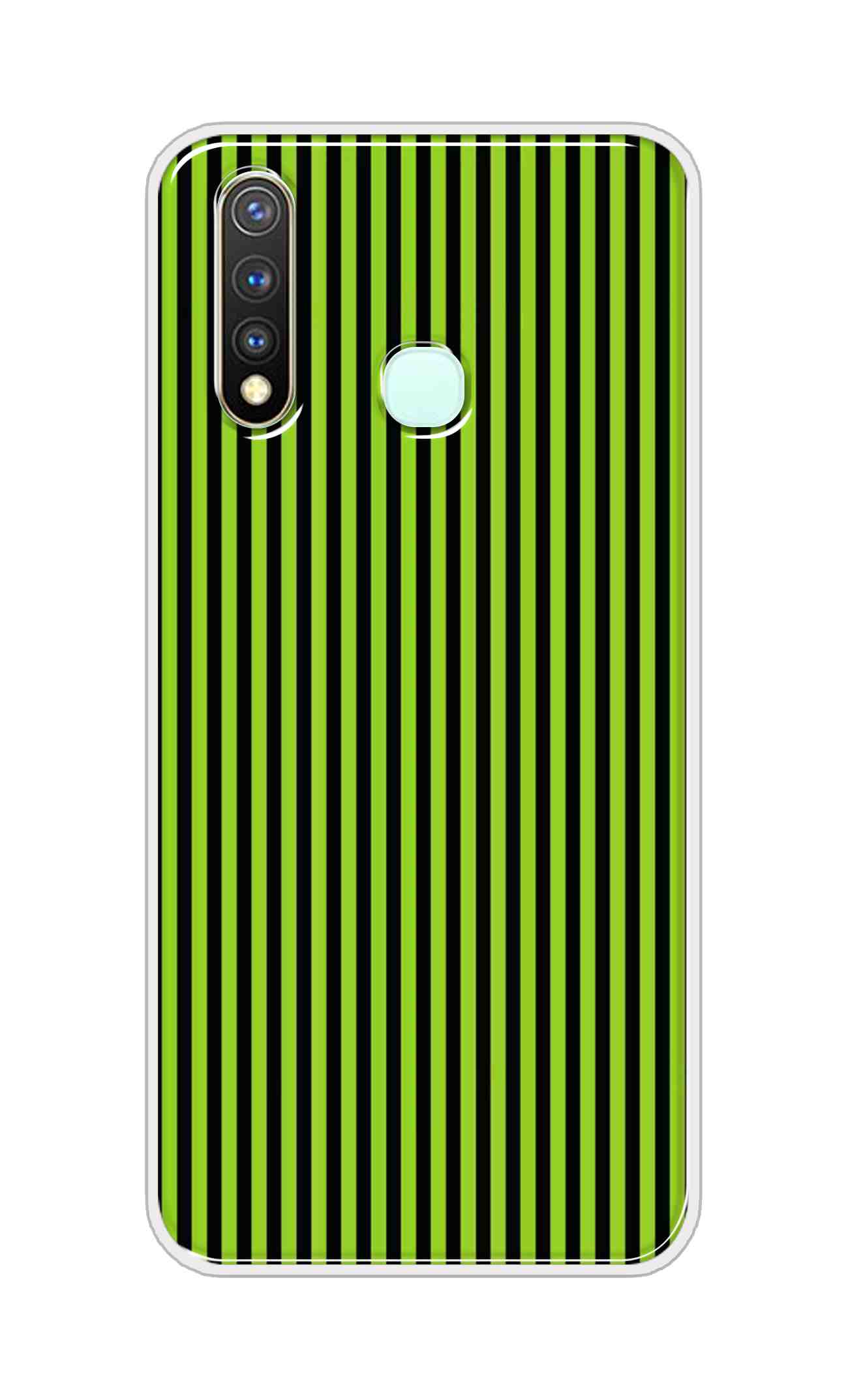 Coberta Back Cover For Vivo Y19 Back Cover Stylish Case - Green and Black Liner Design D16511