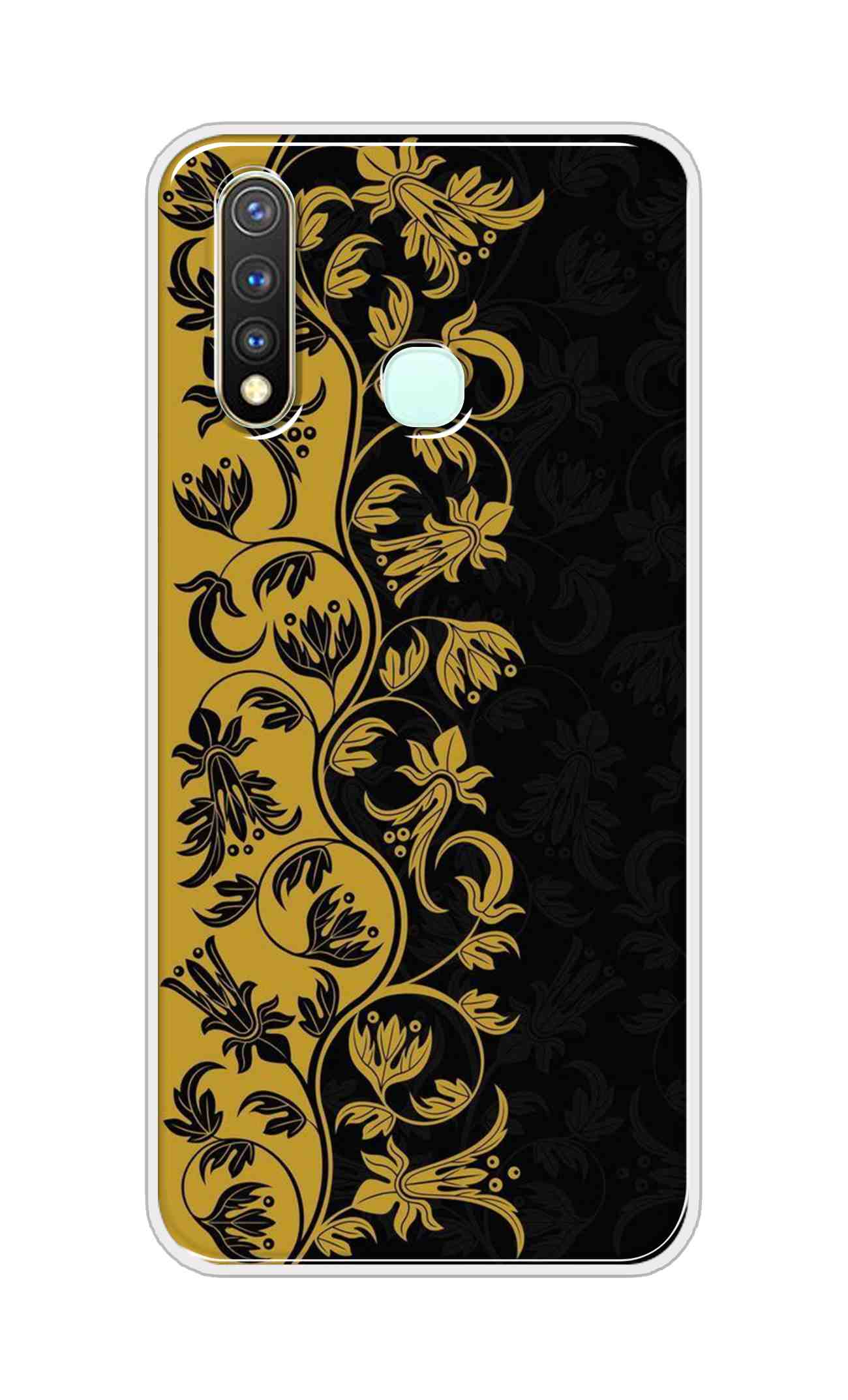 Coberta Back Cover For Vivo Y19 Back Cover Stylish Case - Black and Yellow Leaves Design D16518