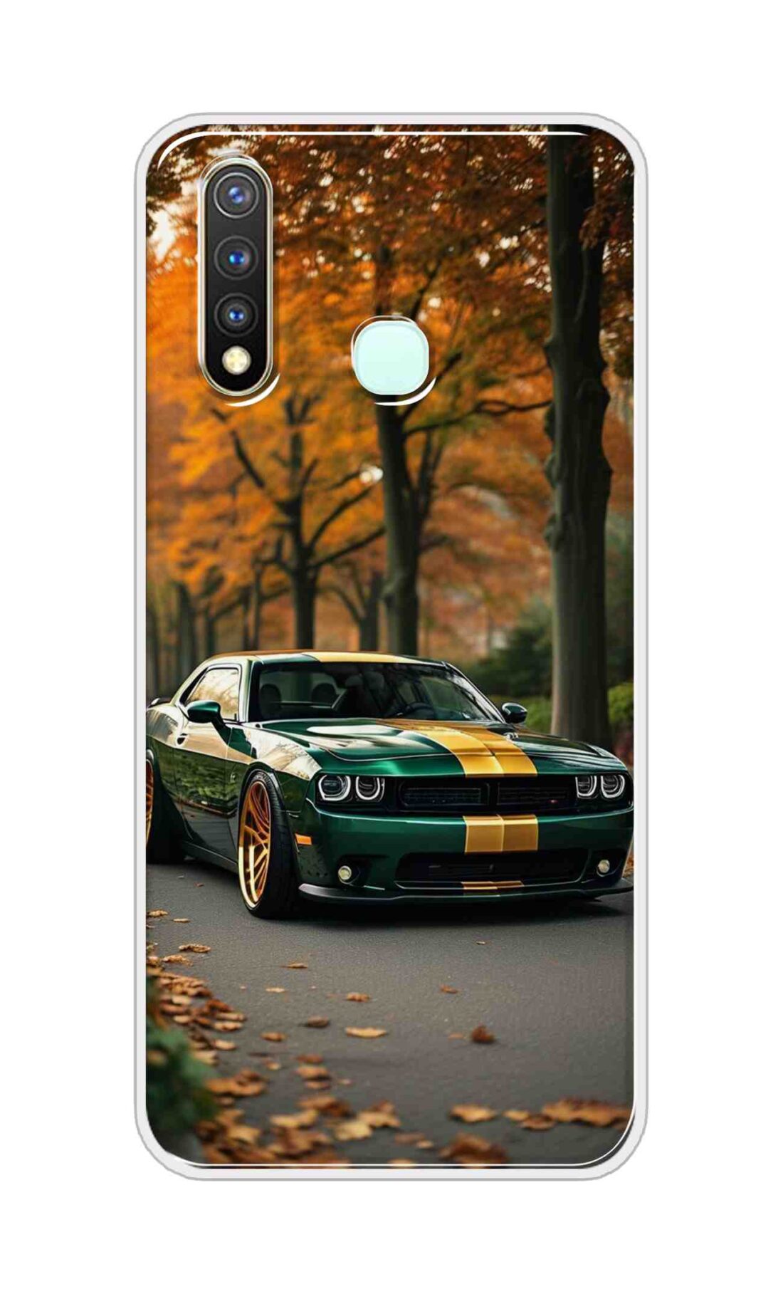 Coberta Back Cover For Vivo Y19 Back Cover Stylish Case - Golden Line in Green Design D16546