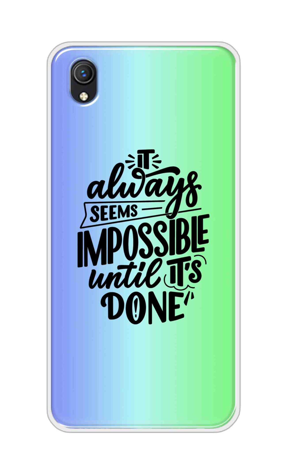 Coberta Back Cover For Vivo Y1s Back Cover Stylish Case - It Always Seems Impossible Until Its Done in Green and Blue Design D16502