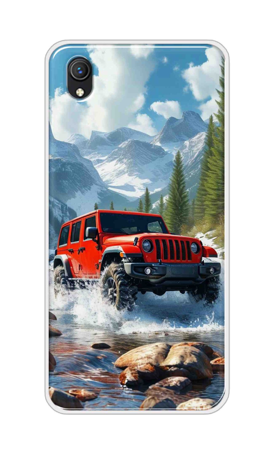 Coberta Back Cover For Vivo Y1s Back Cover Stylish Case - Red Car in Nature Design D16513
