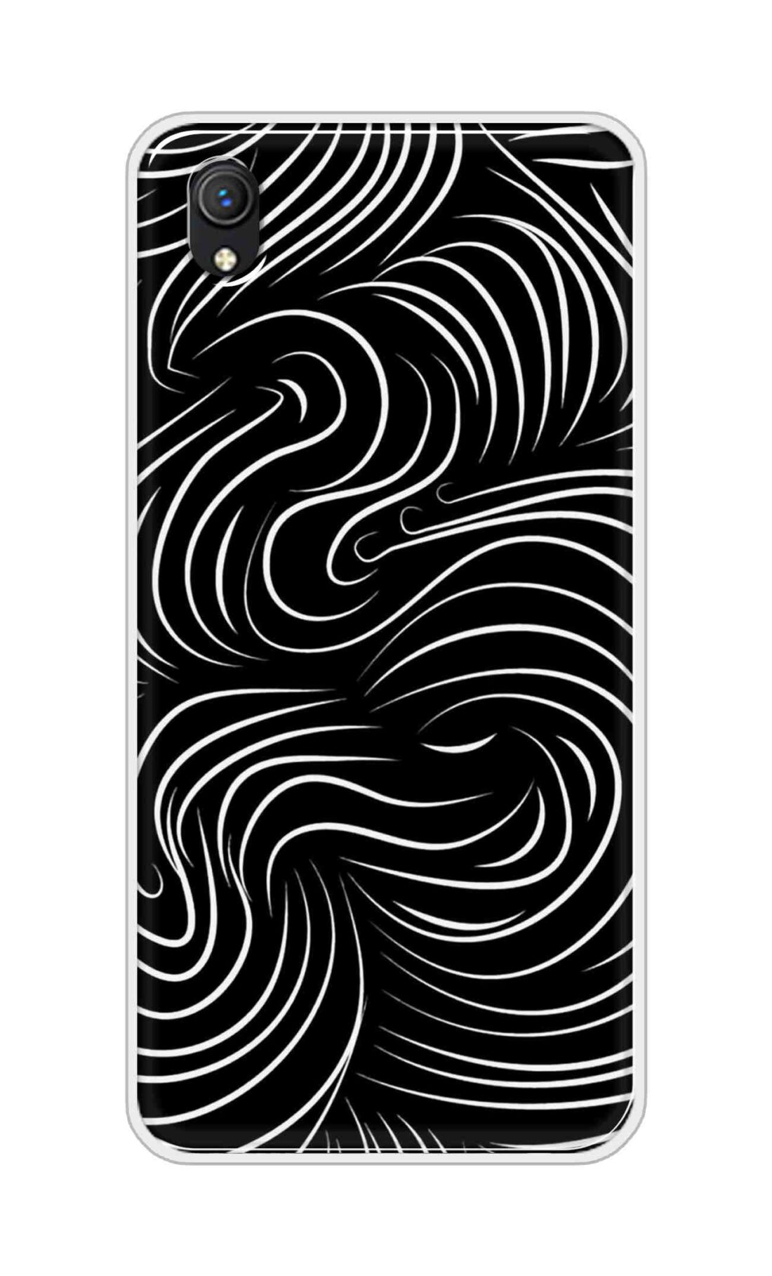 Coberta Back Cover For Vivo Y1s Back Cover Stylish Case - White Curves Design D16552