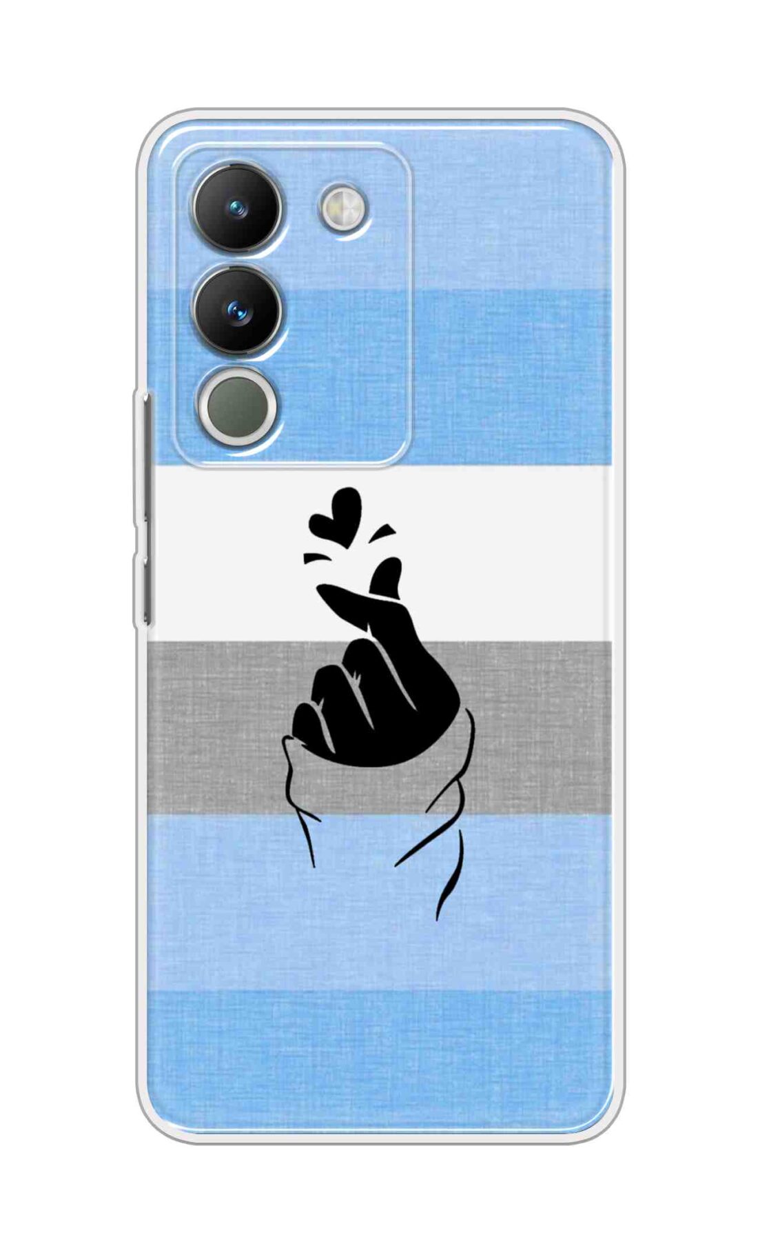 Coberta Back Cover For Vivo Y200 5G Back Cover Stylish Case - Blue and Grey Korean Heart Design D14909