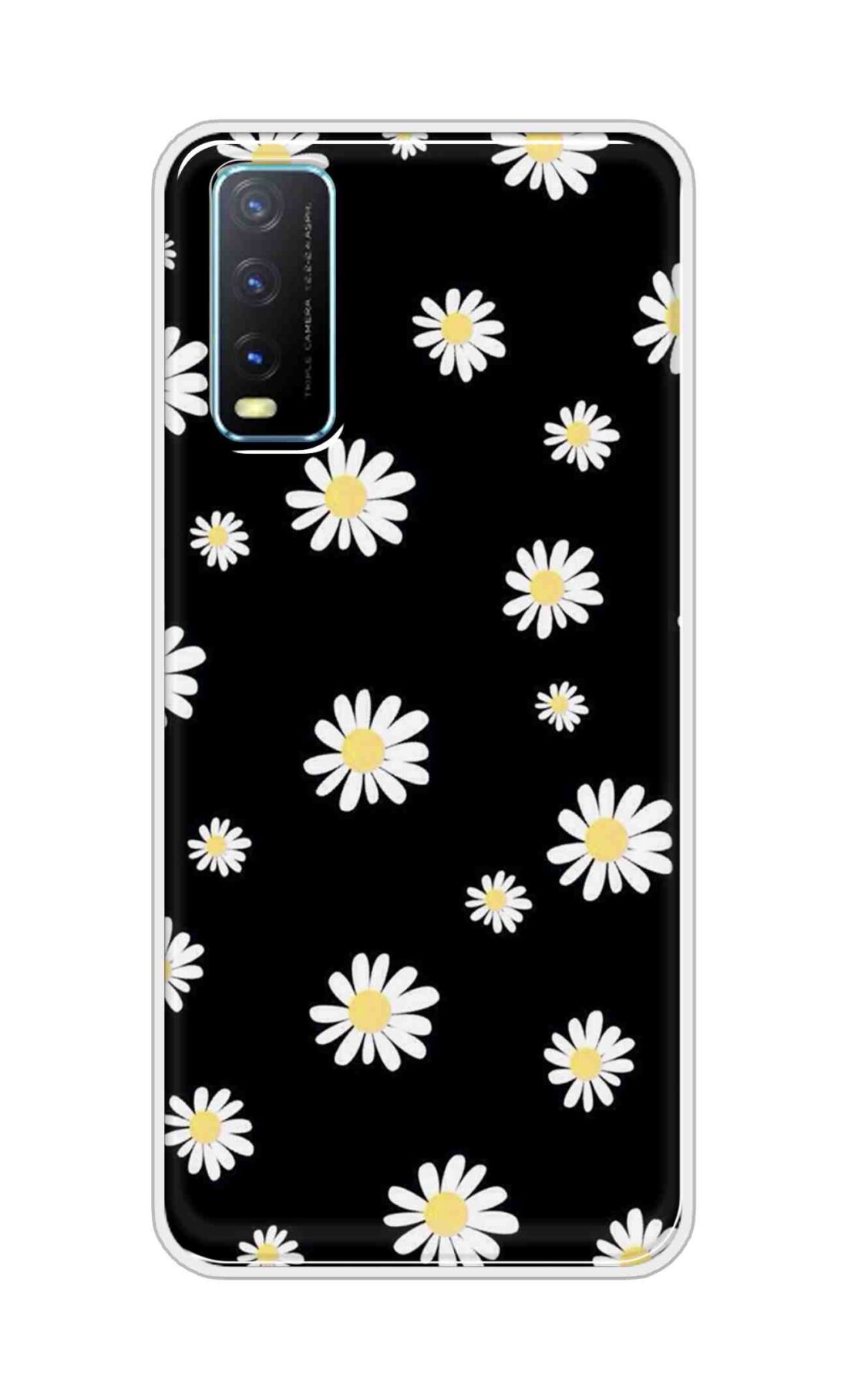 Coberta Back Cover For Vivo Y20A Back Cover Stylish Case - Sun Flowers in Black Design D11094