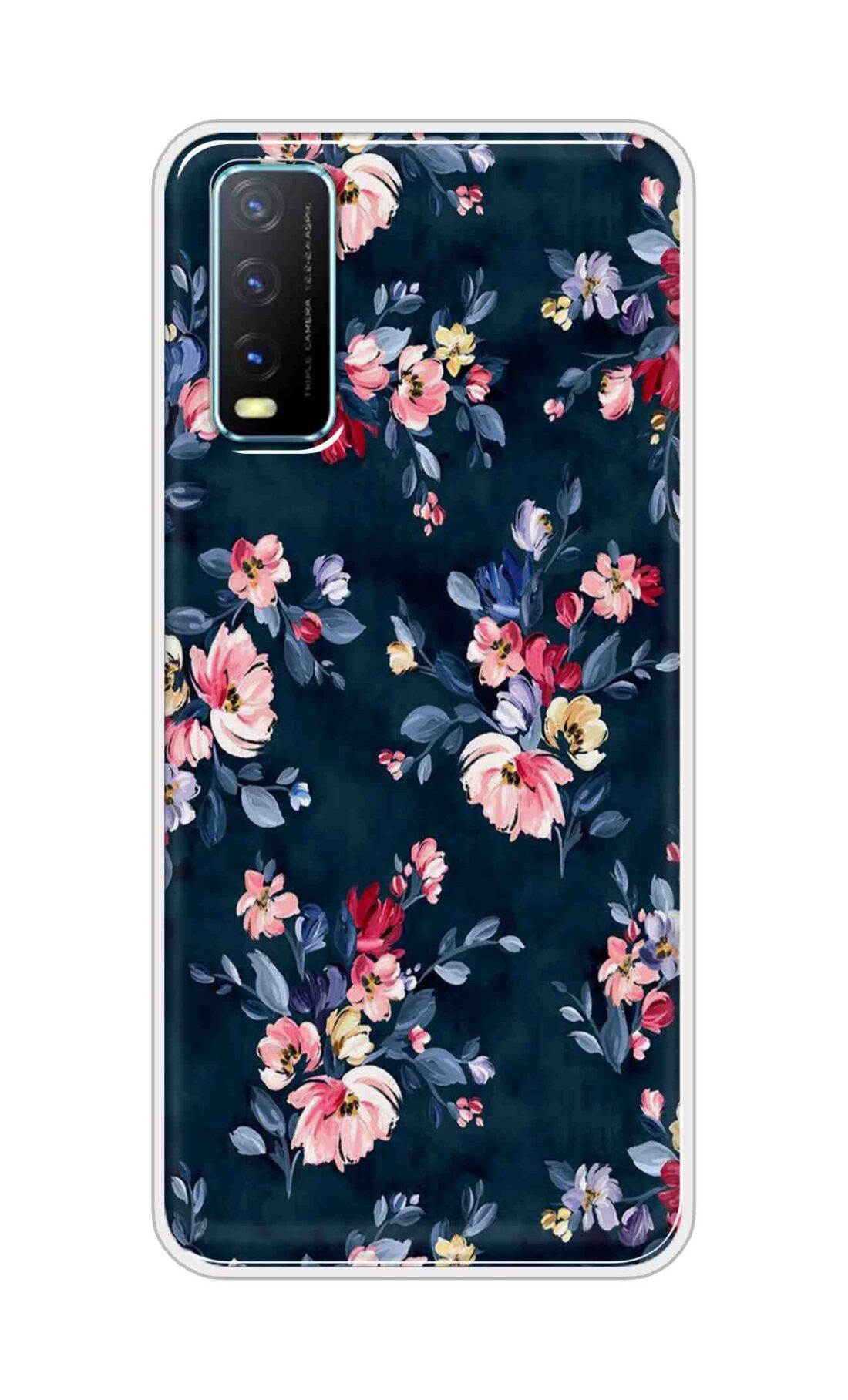 Coberta Back Cover For Vivo Y20A Back Cover Stylish Case - Blue Floral Design D11648