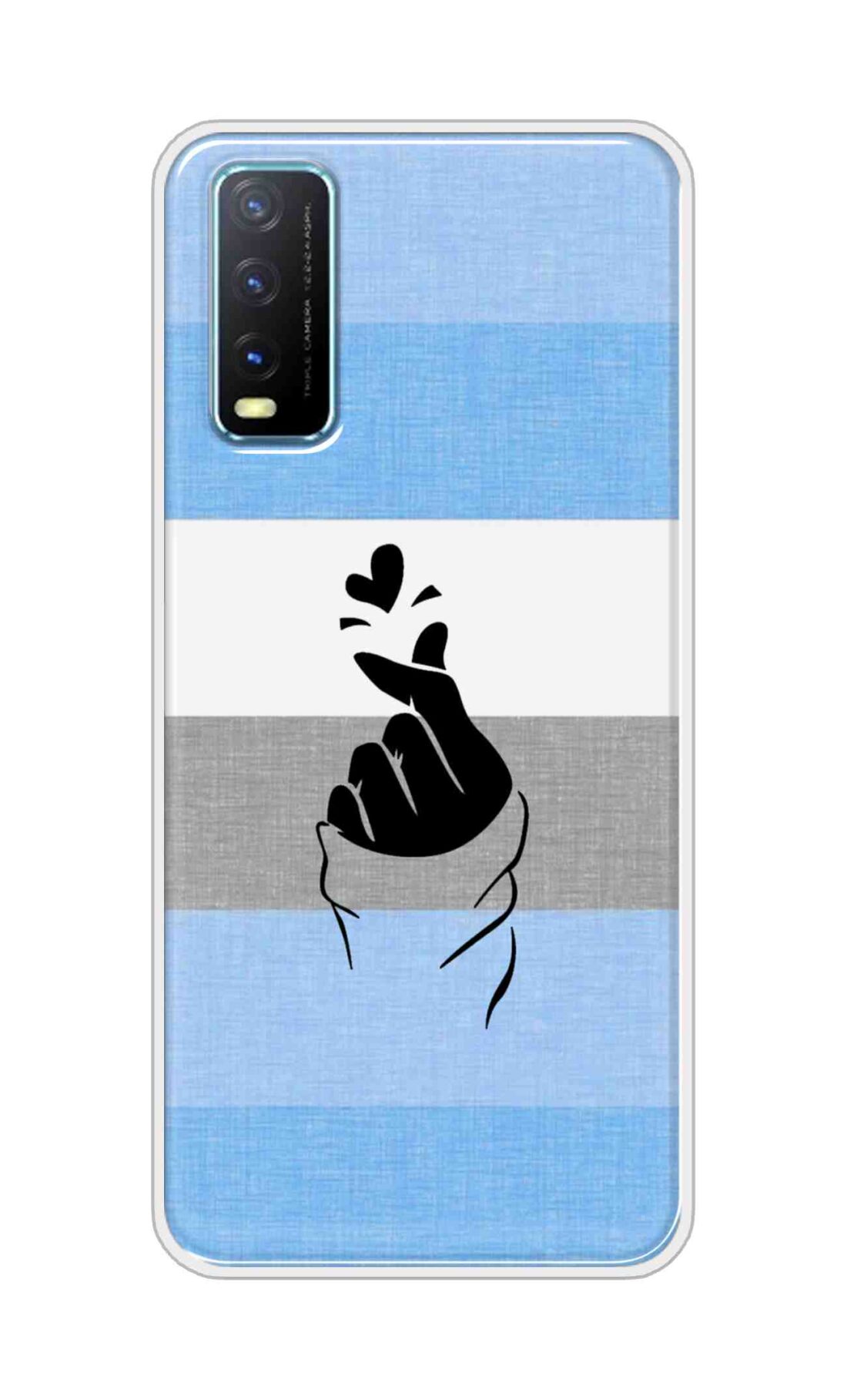 Coberta Back Cover For Vivo Y20A Back Cover Stylish Case - Blue and Grey Korean Heart Design D14909