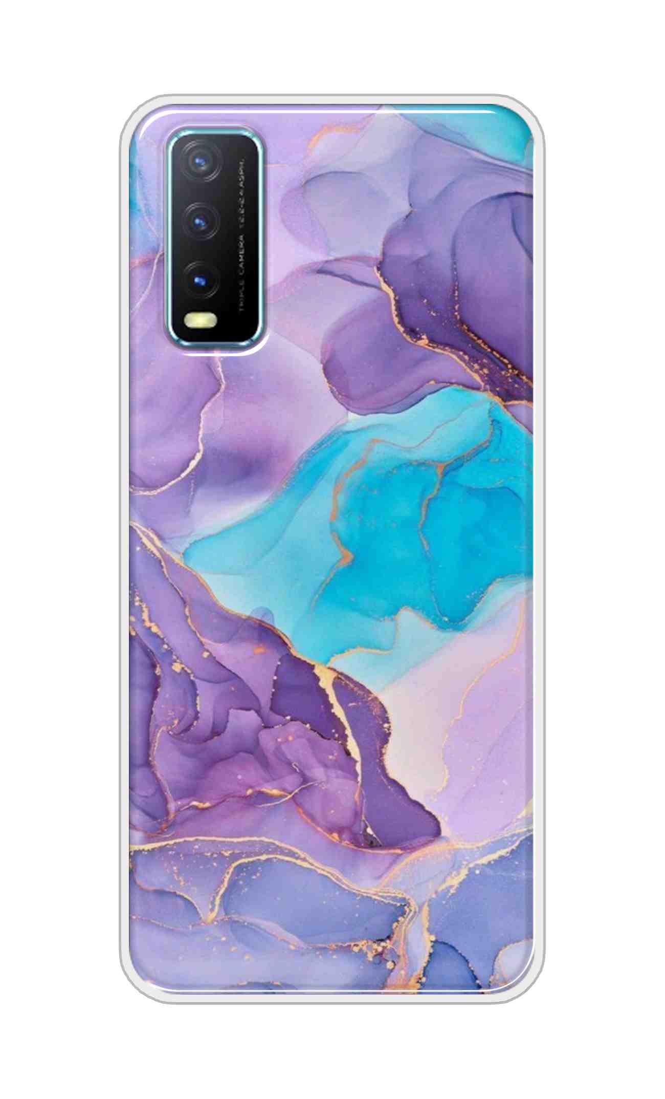 Coberta Back Cover For Vivo Y20A Back Cover Stylish Case - Purple and Blue Marble Design D16216