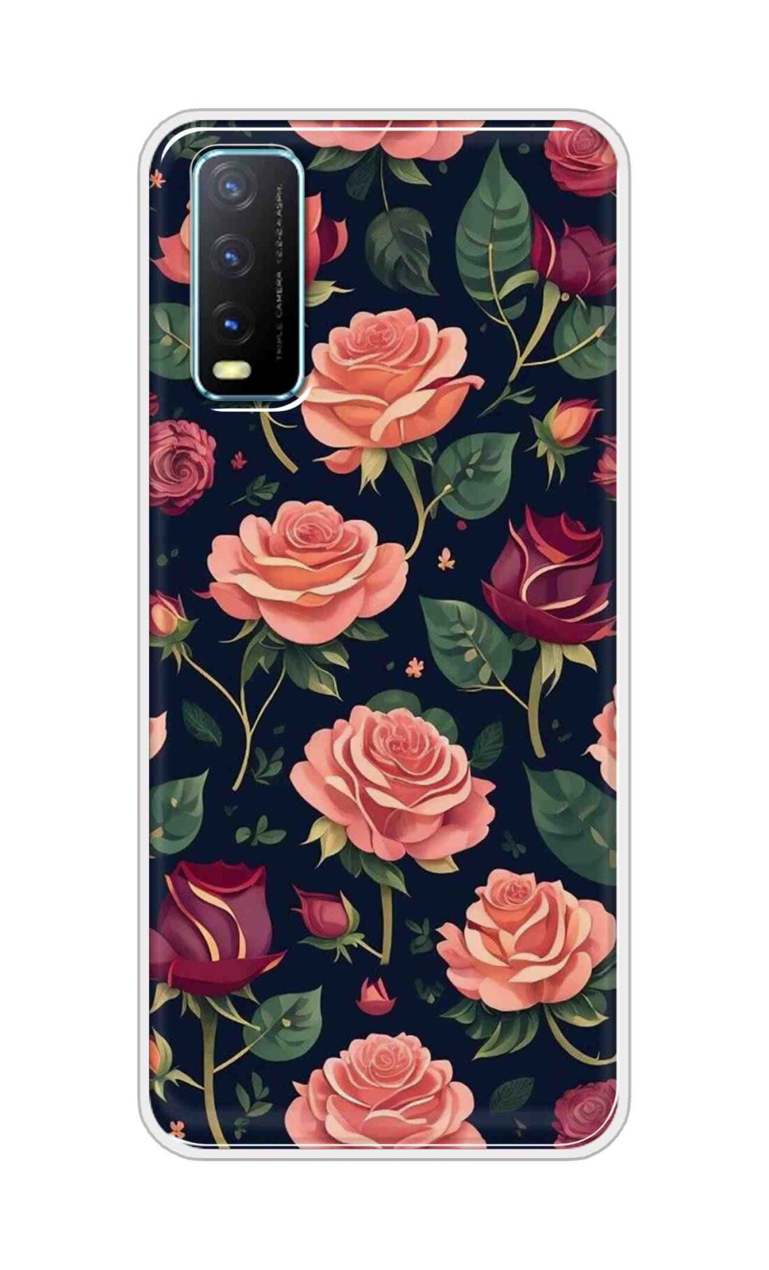 Coberta Back Cover For Vivo Y20A Back Cover Stylish Case - Pink and Red Rose Design D16271