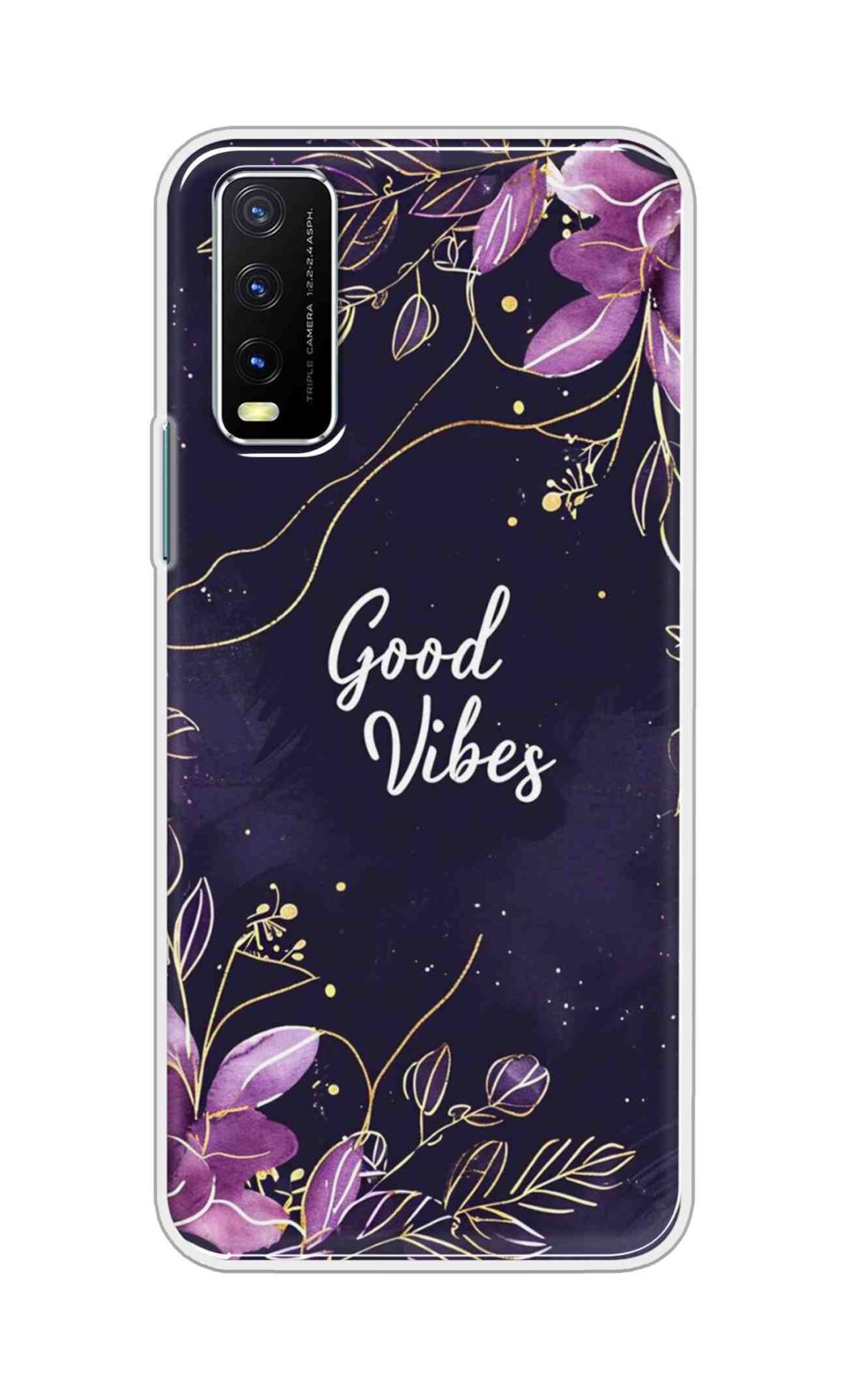 Coberta Back Cover For Vivo Y20S Back Cover Stylish Case - Good Vibes in Flowers Design D16517