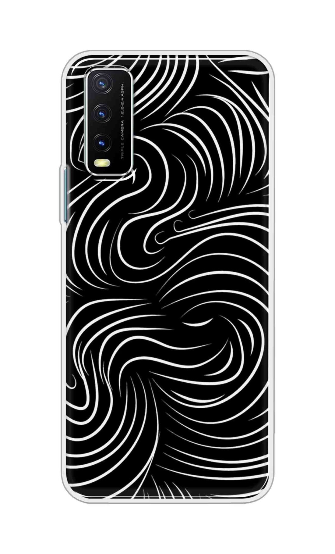 Coberta Back Cover For Vivo Y20S Back Cover Stylish Case - White Curves Design D16552