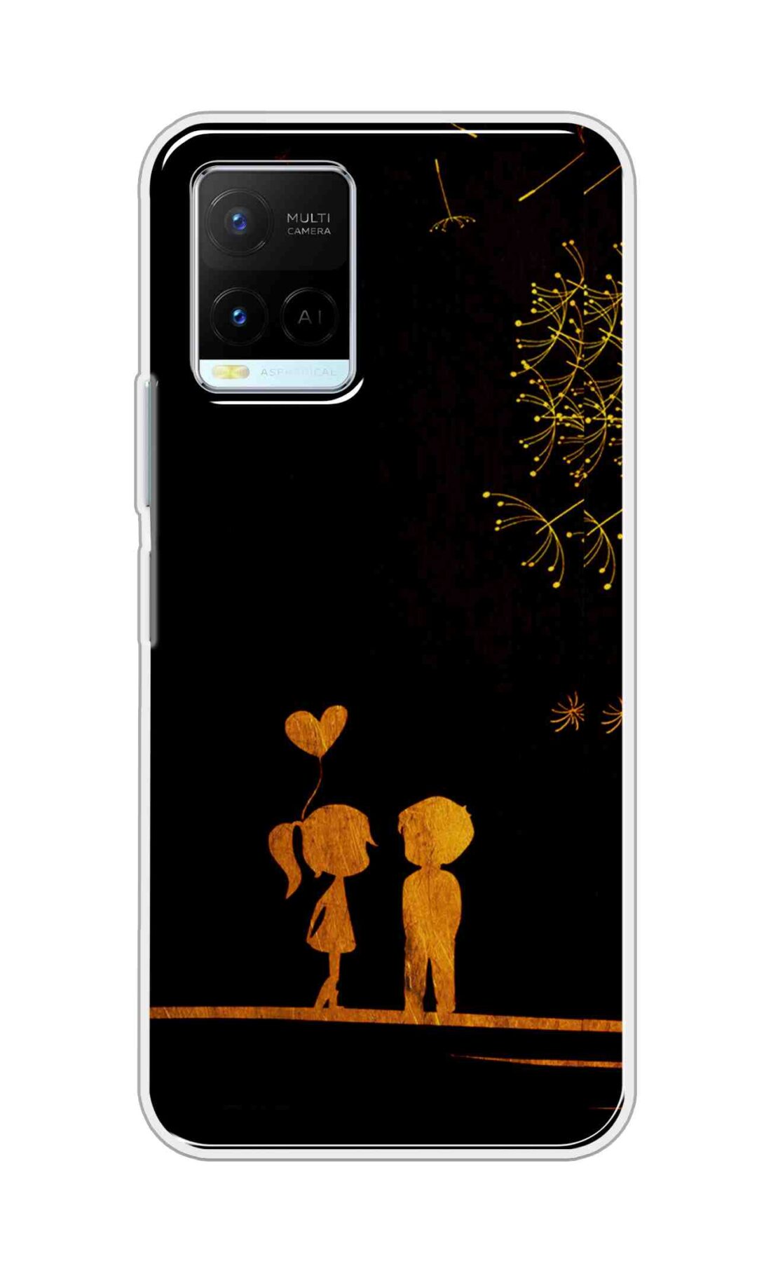 Coberta Back Cover For Vivo Y21 2021 Back Cover Stylish Case - Girl and Boy Love in Black Design D11017