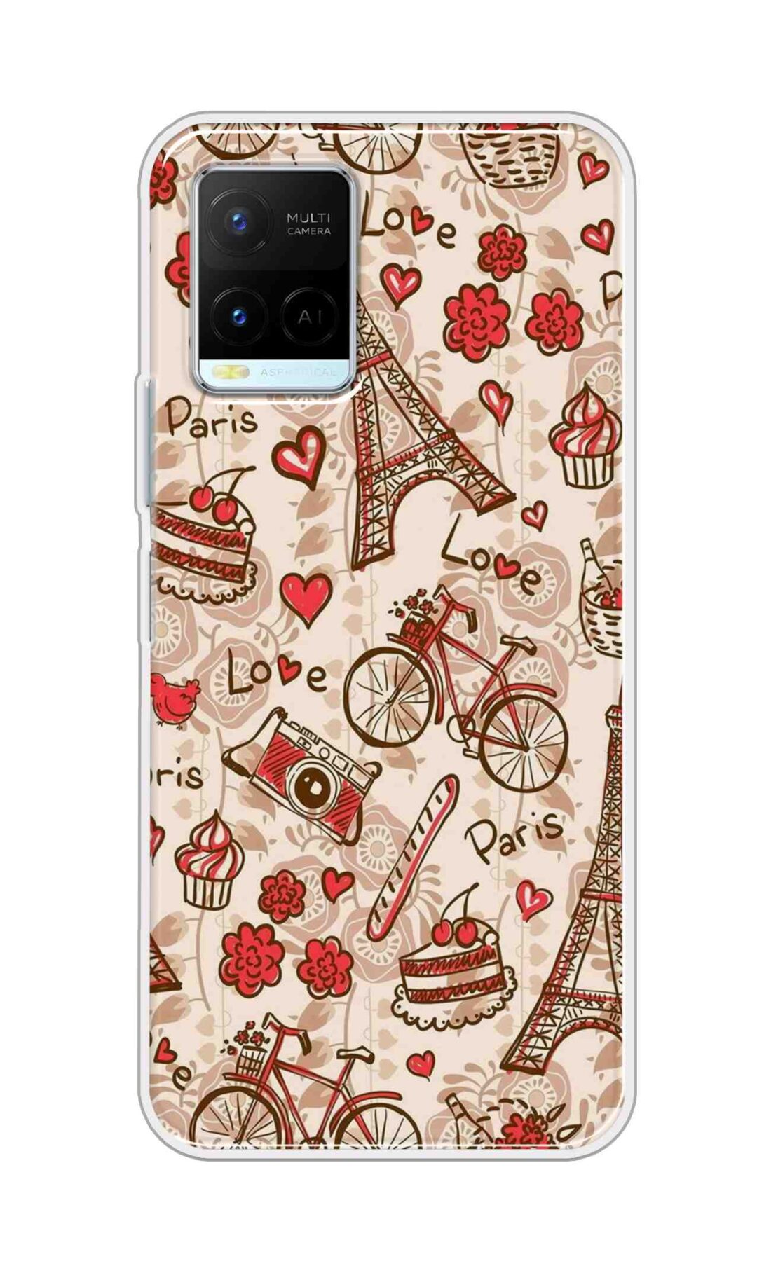 Coberta Back Cover For Vivo Y21 2021 Back Cover Stylish Case - Paris and Love Text Pattern D11626