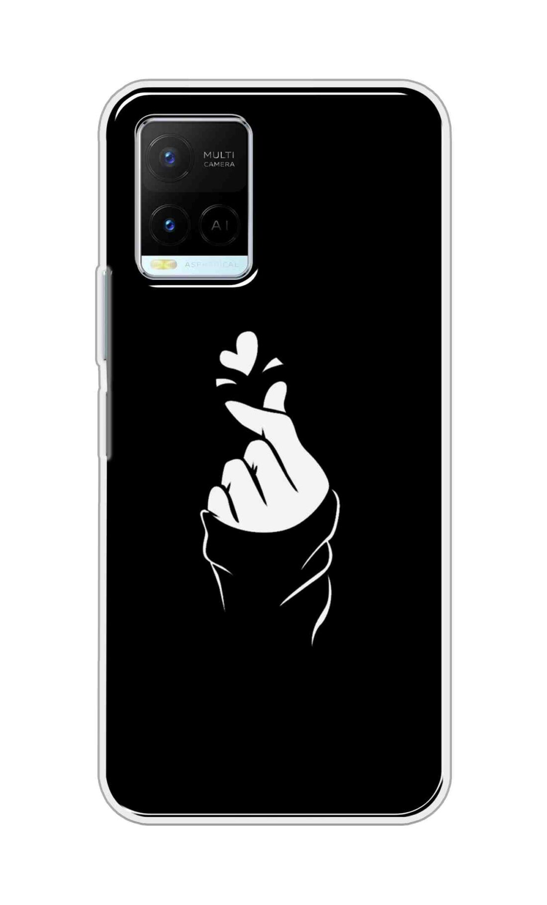 Coberta Back Cover For Vivo Y21 2021 Back Cover Stylish Case - Black Korean Heart Design D11802