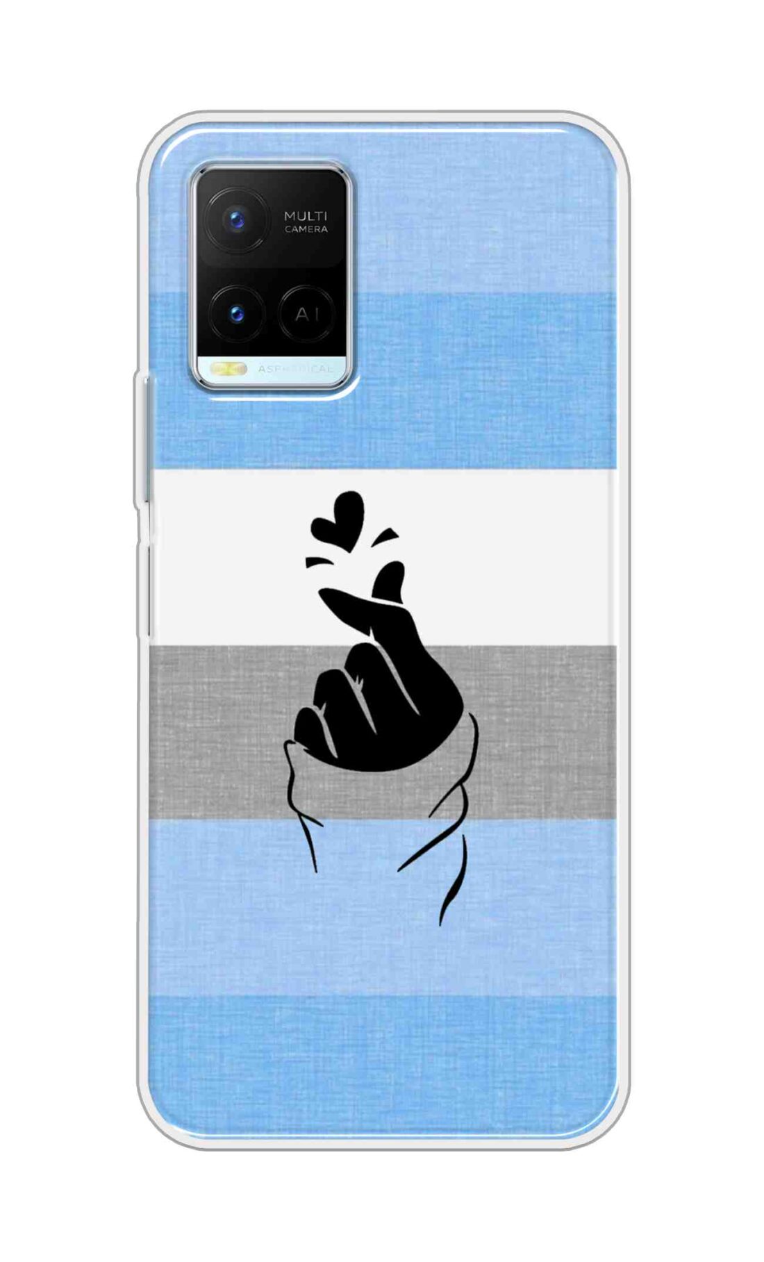 Coberta Back Cover For Vivo Y21 2021 Back Cover Stylish Case - Blue and Grey Korean Heart Design D14909