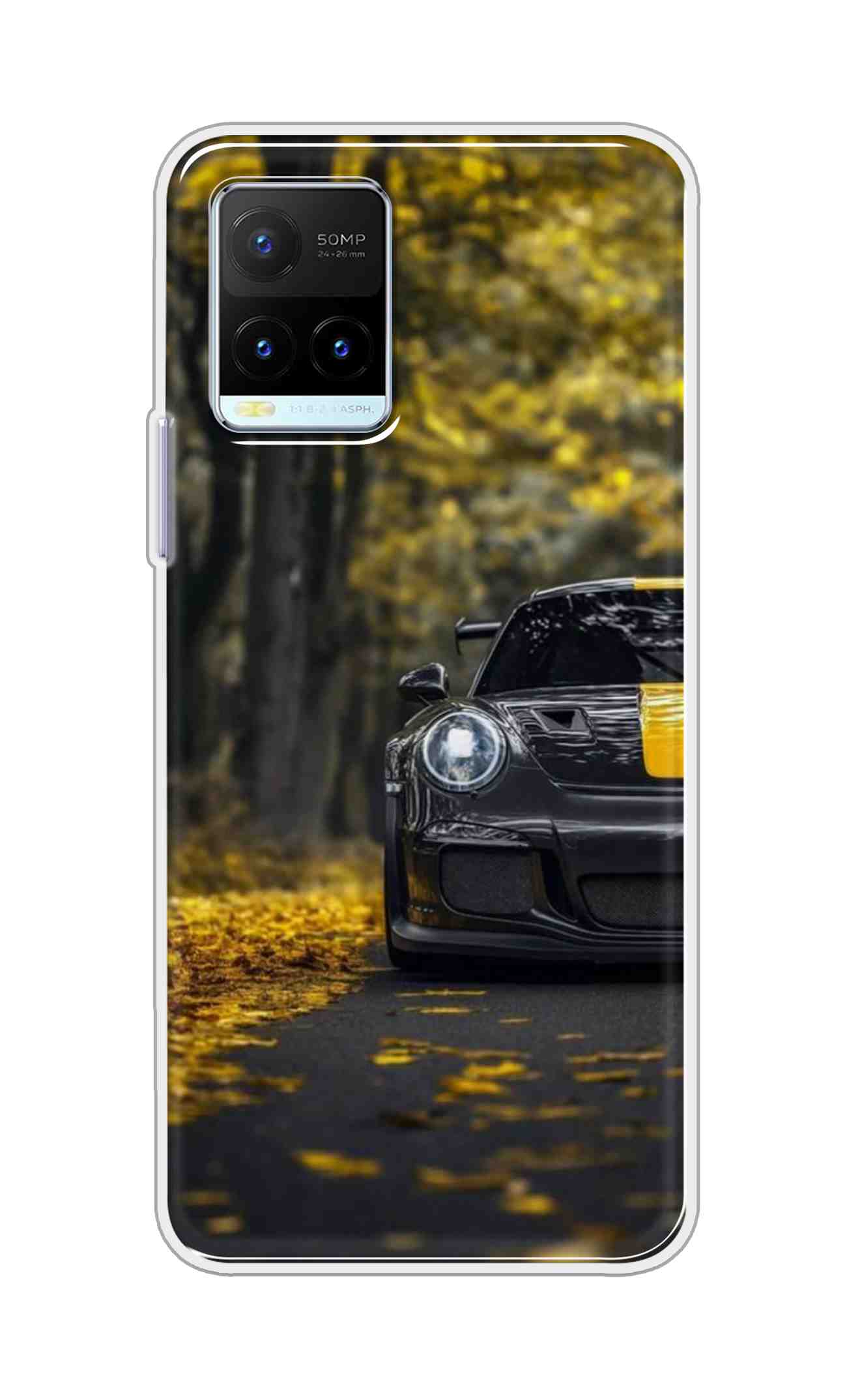 Coberta Back Cover For Vivo Y21a Back Cover Stylish Case - Black and Yellow Car Design D16561