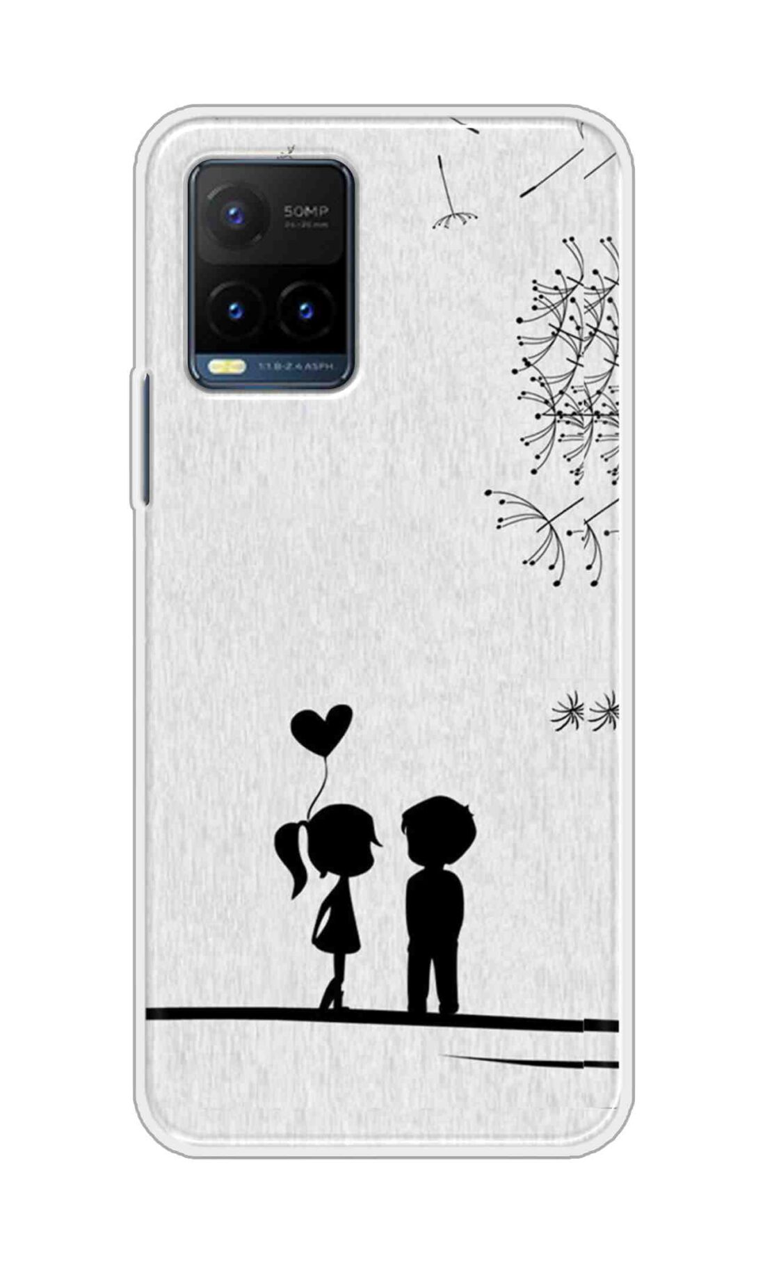 Coberta Back Cover For Vivo Y21s Back Cover Stylish Case - Girl and Boy Love in White Design D11018