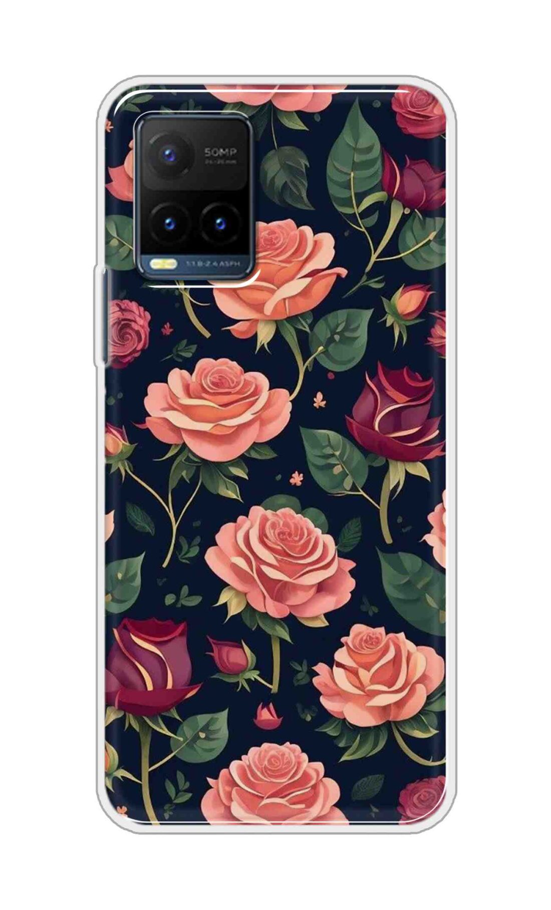 Coberta Back Cover For Vivo Y21s Back Cover Stylish Case - Pink and Red Rose Design D16271