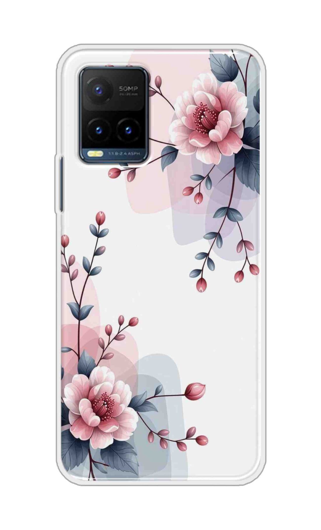 Coberta Back Cover For Vivo Y21s Back Cover Stylish Case - Pink Flowers and Leaves Design Design D16510