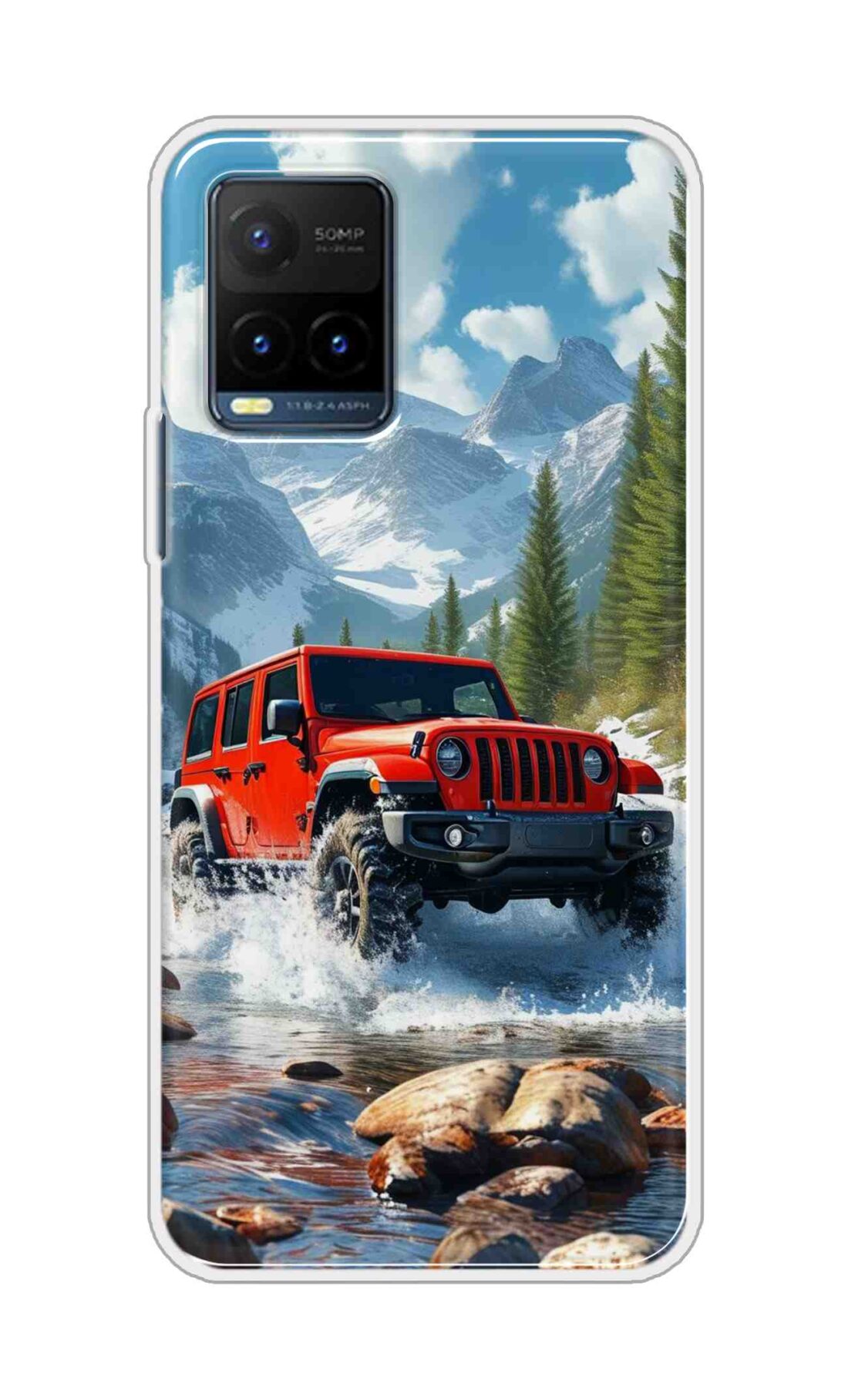 Coberta Back Cover For Vivo Y21s Back Cover Stylish Case - Red Car in Nature Design D16513
