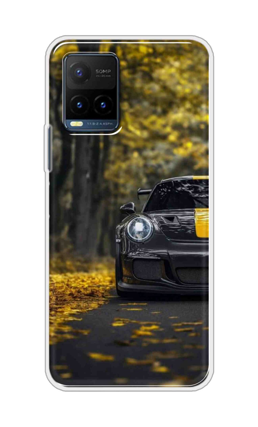 Coberta Back Cover For Vivo Y21s Back Cover Stylish Case - Black and Yellow Car Design D16561