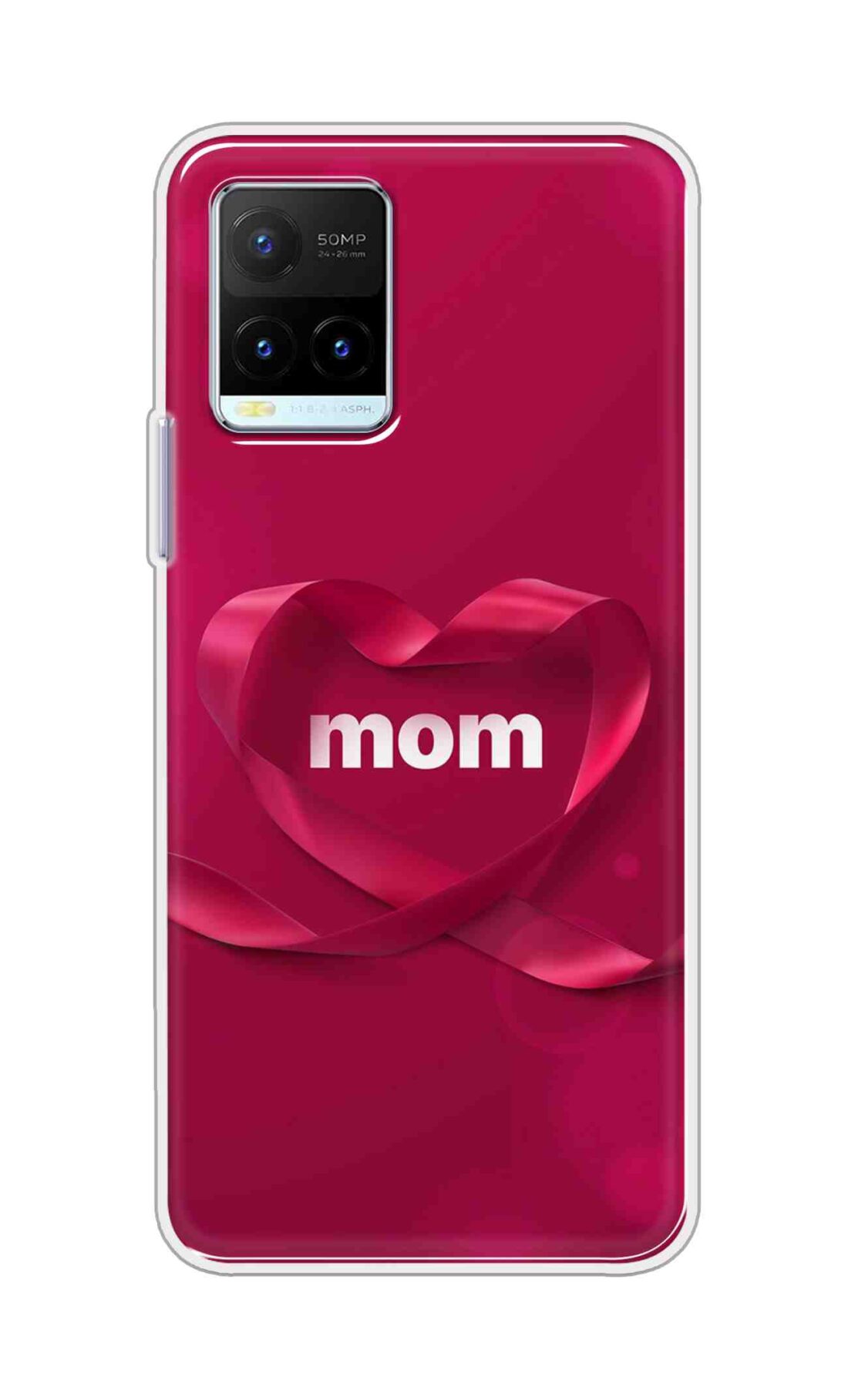 Coberta Back Cover For VivoY21t Back Cover Stylish Case - Mom texts in Red heart Design D11317
