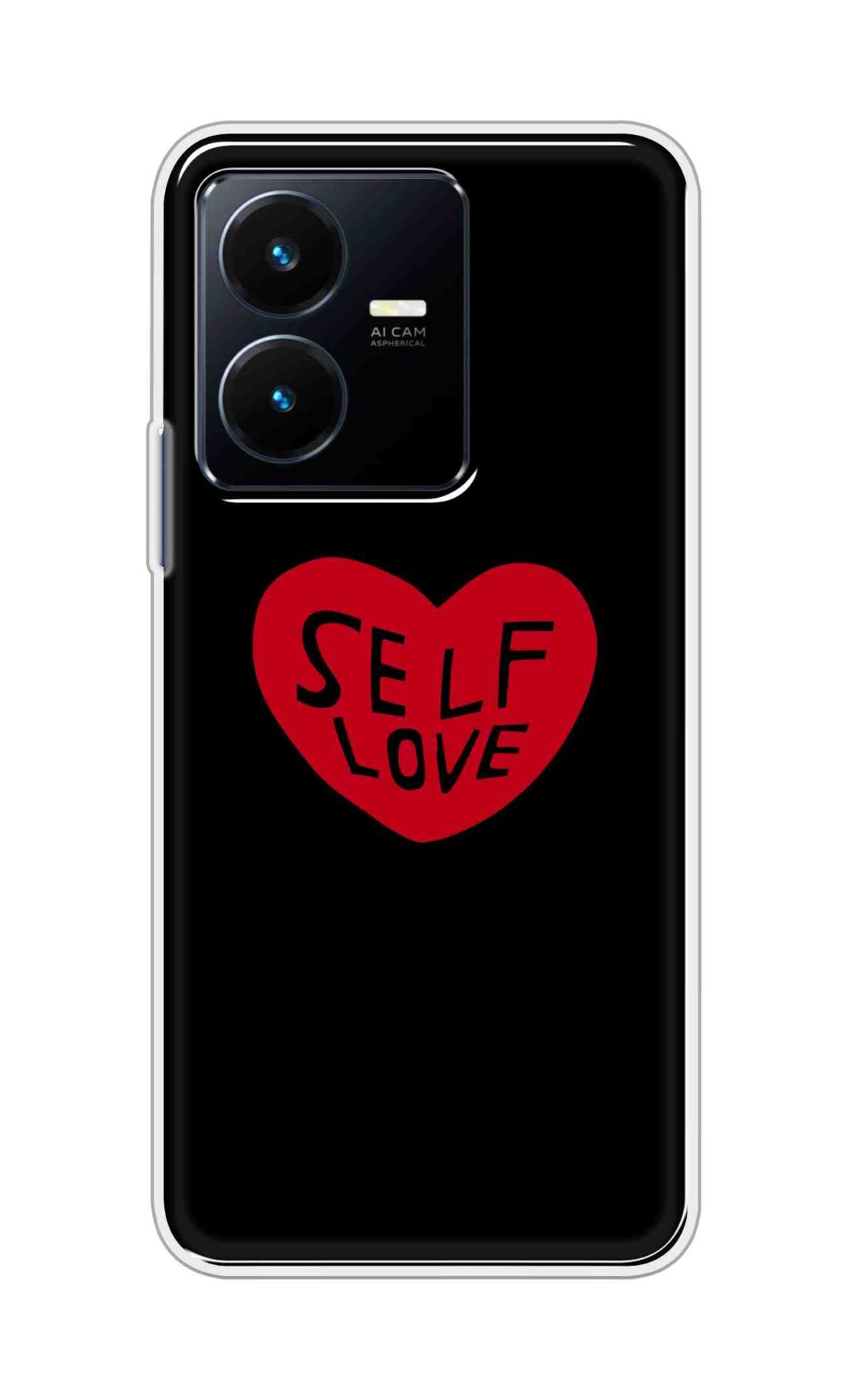 Coberta Back Cover For Vivo Y22 Back Cover Stylish Case - Self Love Heart in Black Design D16516