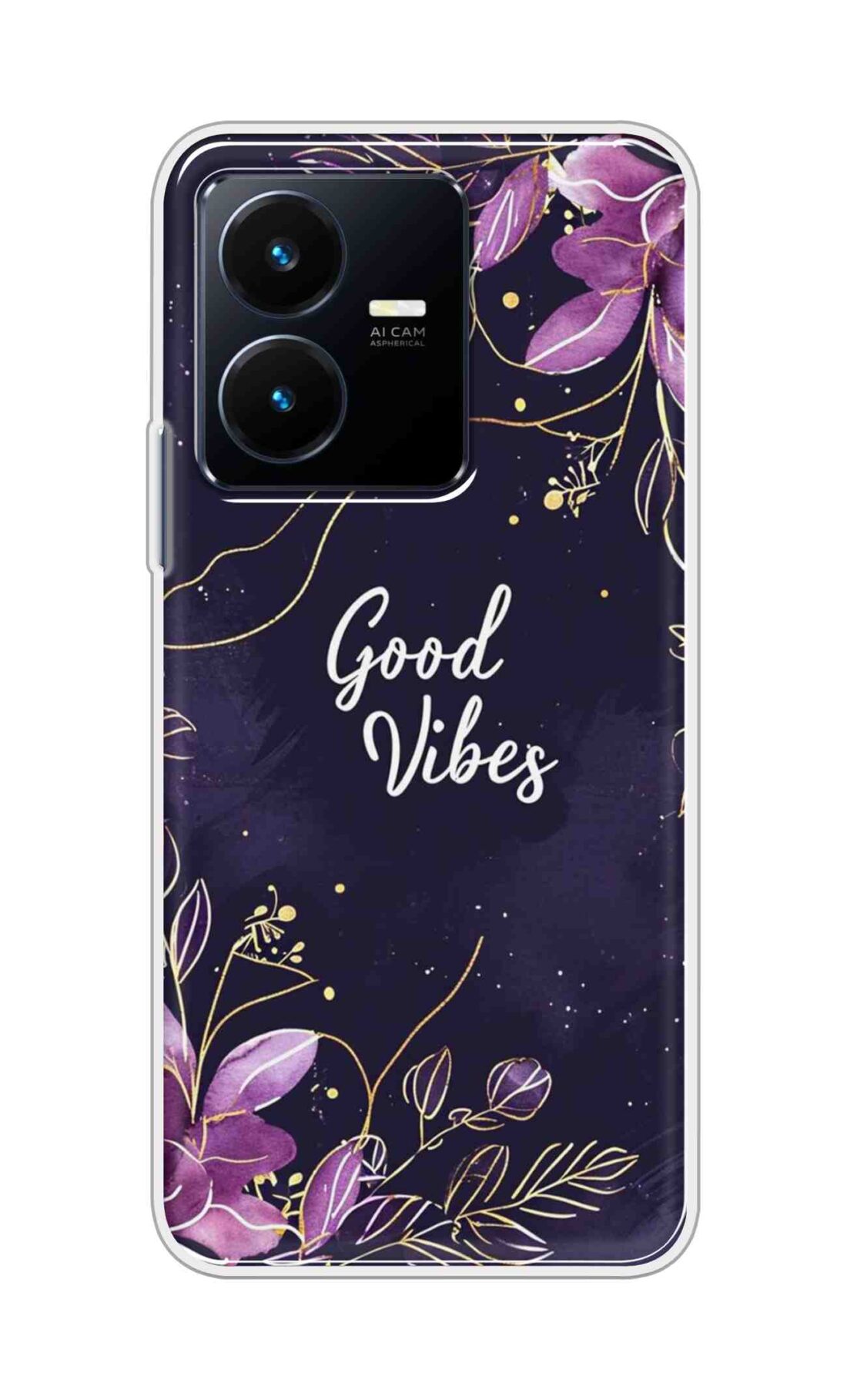 Coberta Back Cover For Vivo Y22 Back Cover Stylish Case - Good Vibes in Flowers Design D16517