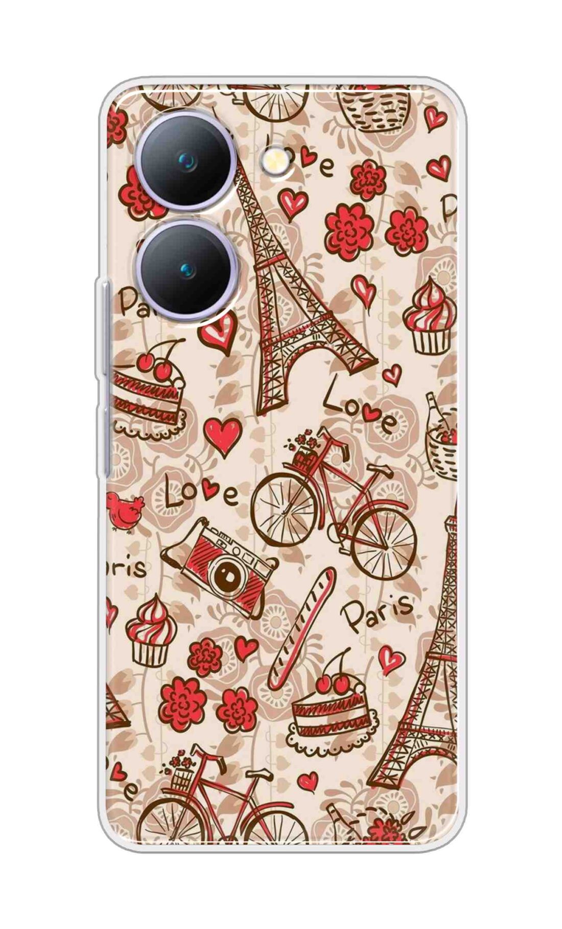 Coberta Back Cover For Vivo Y27 5G Back Cover Stylish Case - Paris and Love Text Pattern D11626