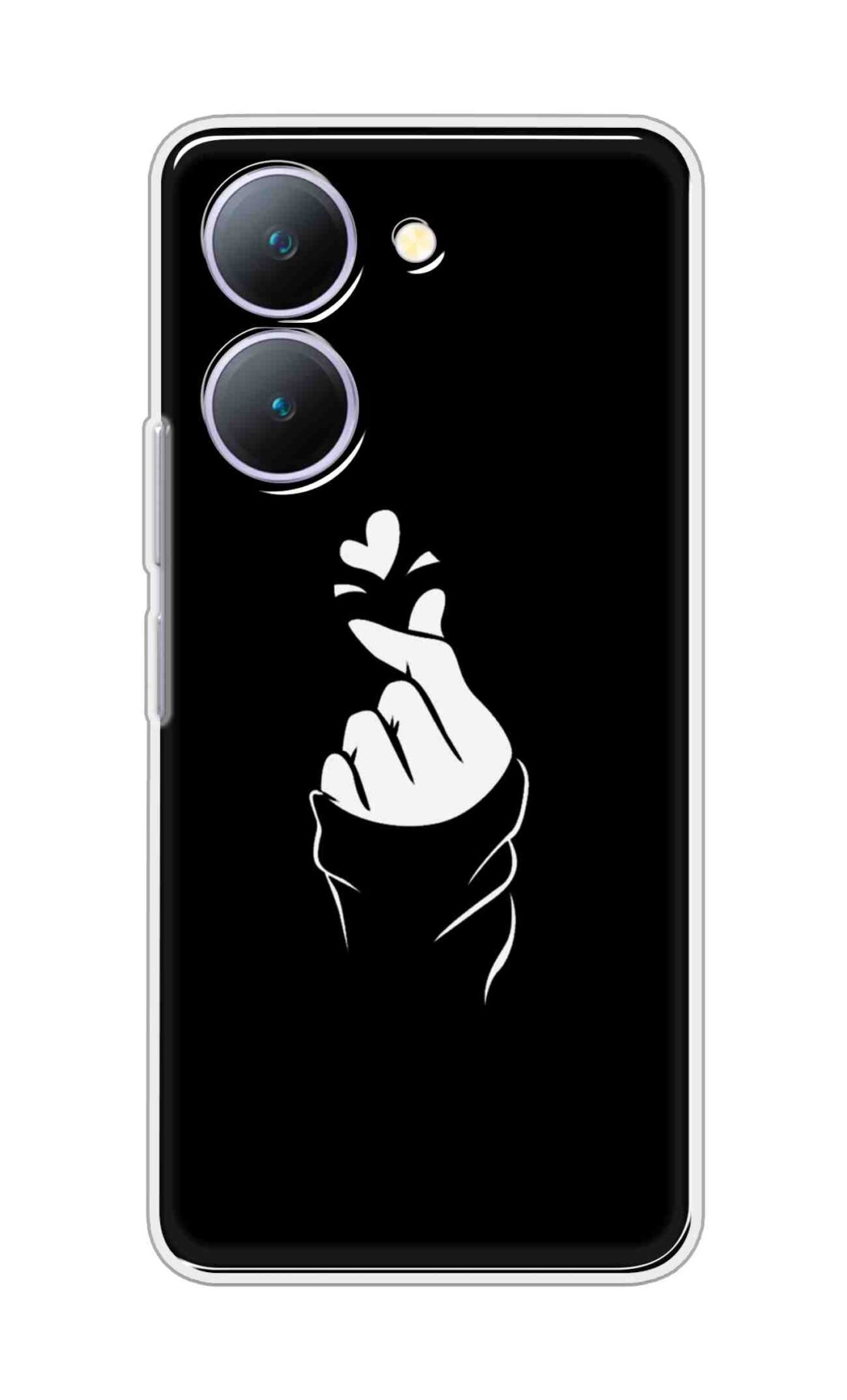 Coberta Back Cover For Vivo Y27 5G Back Cover Stylish Case - Black Korean Heart Design D11802