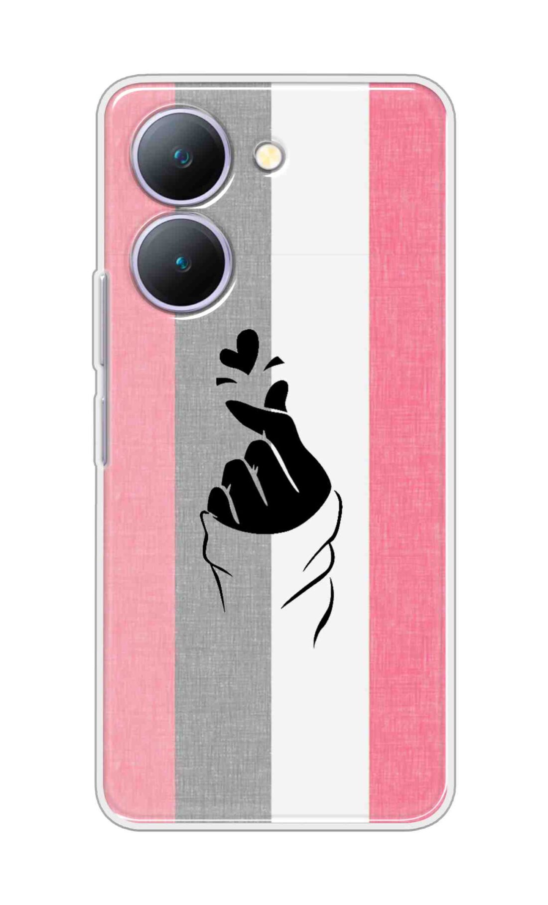 Coberta Back Cover For Vivo Y27 5G Back Cover Stylish Case - Pink and Grey Korean Heart Design D11894
