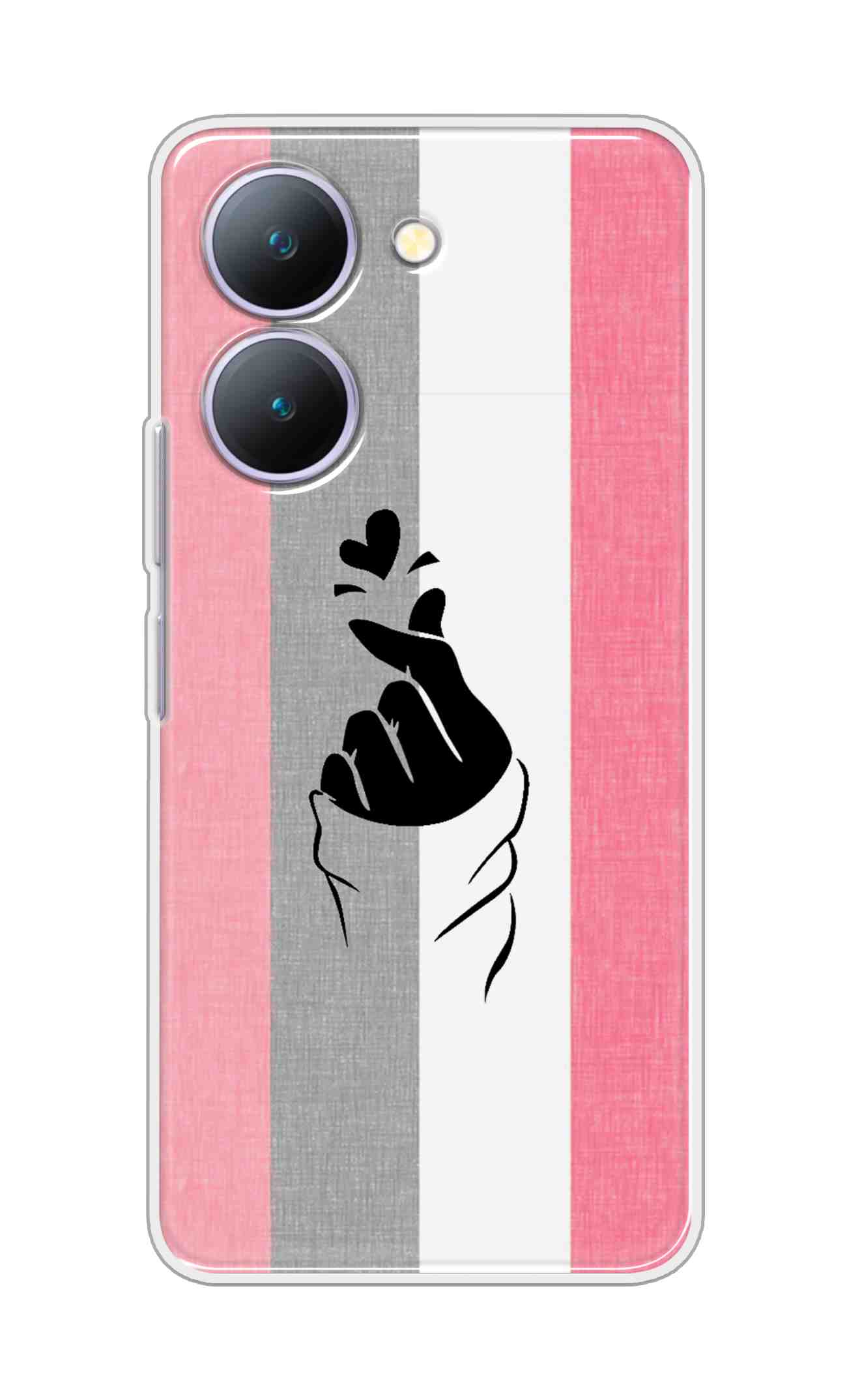 Coberta Back Cover For Vivo Y27 5G Back Cover Stylish Case - Pink and Grey Korean Heart Design D11894