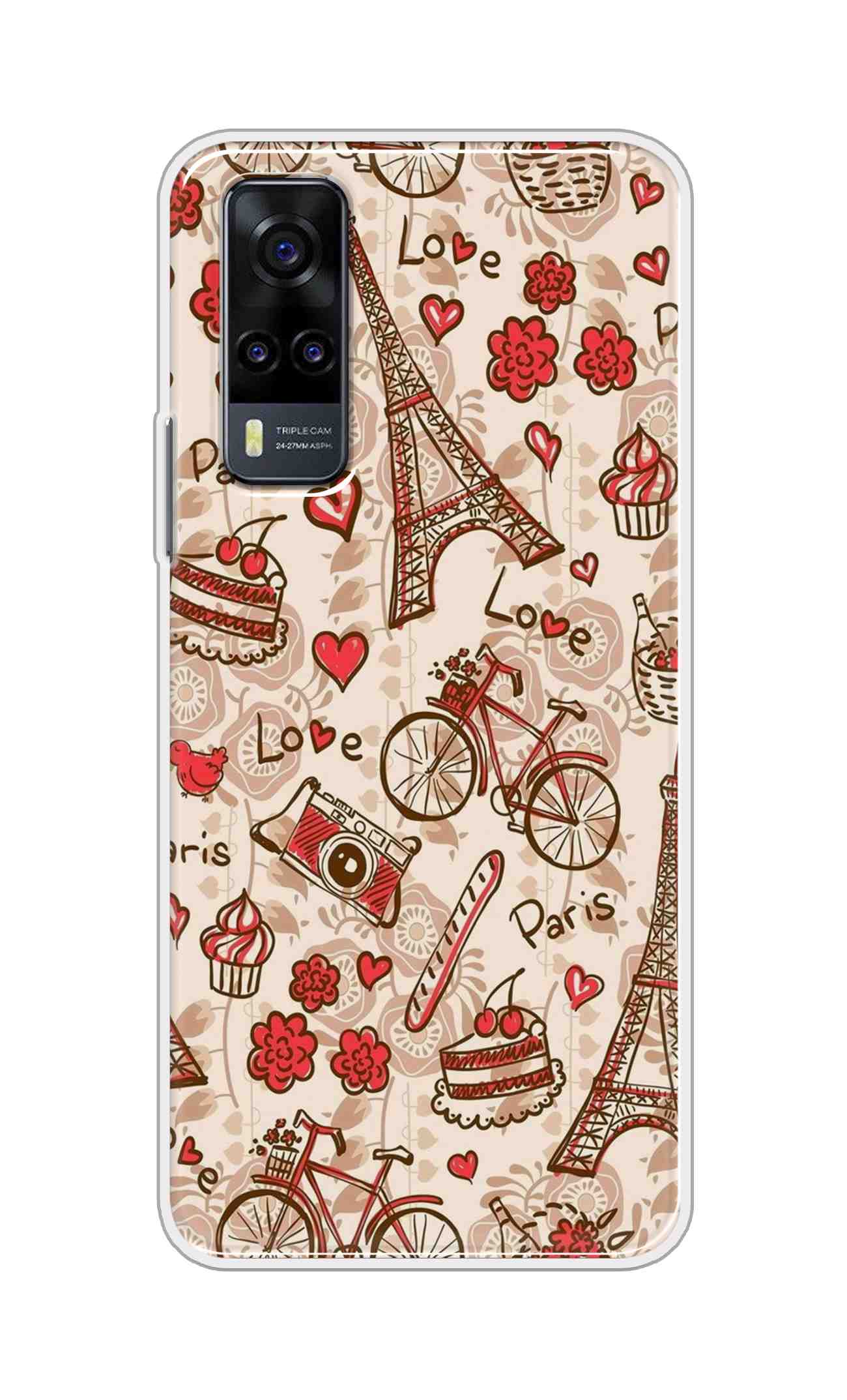 Coberta Back Cover For Vivo Y31 Back Cover Stylish Case - Paris and Love Text Pattern D11626