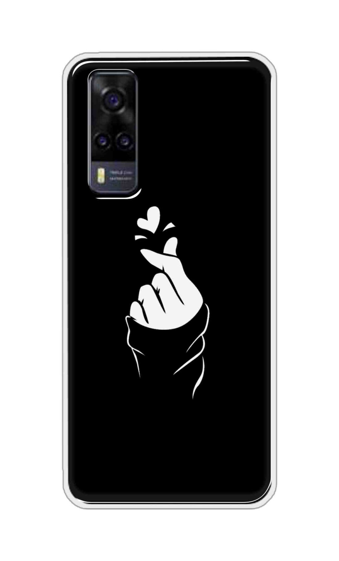 Coberta Back Cover For Vivo Y31 2021 Back Cover Stylish Case - Black Korean Heart Design D11802