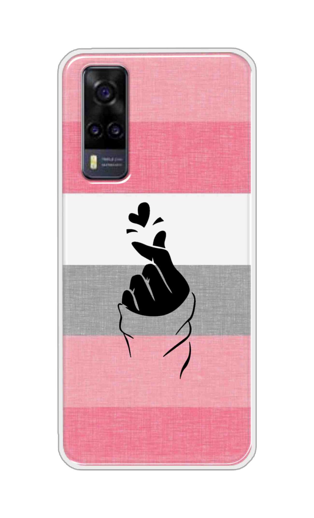 Coberta Back Cover For Vivo Y31 2021 Back Cover Stylish Case - Straight Pink and Grey Korean Heart Design D14911