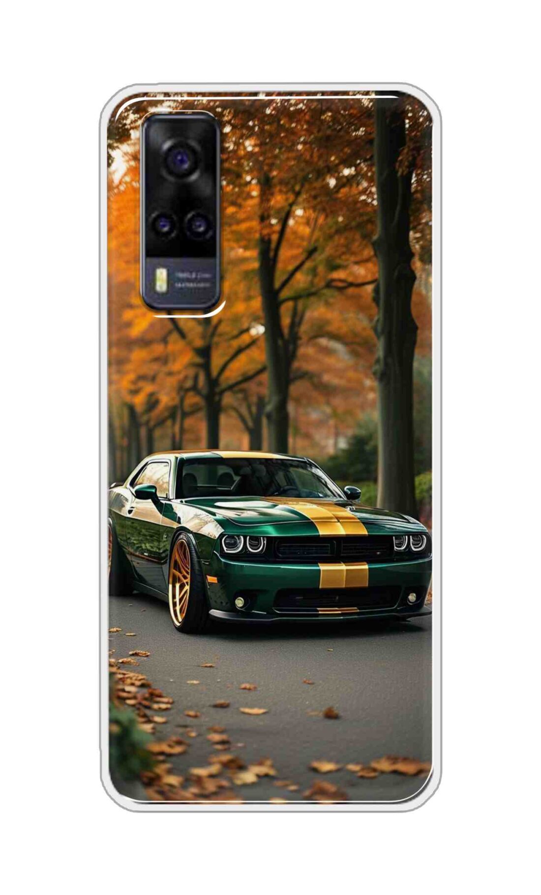 Coberta Back Cover For Vivo Y31 2021 Back Cover Stylish Case - Golden Line in Green Design D16546