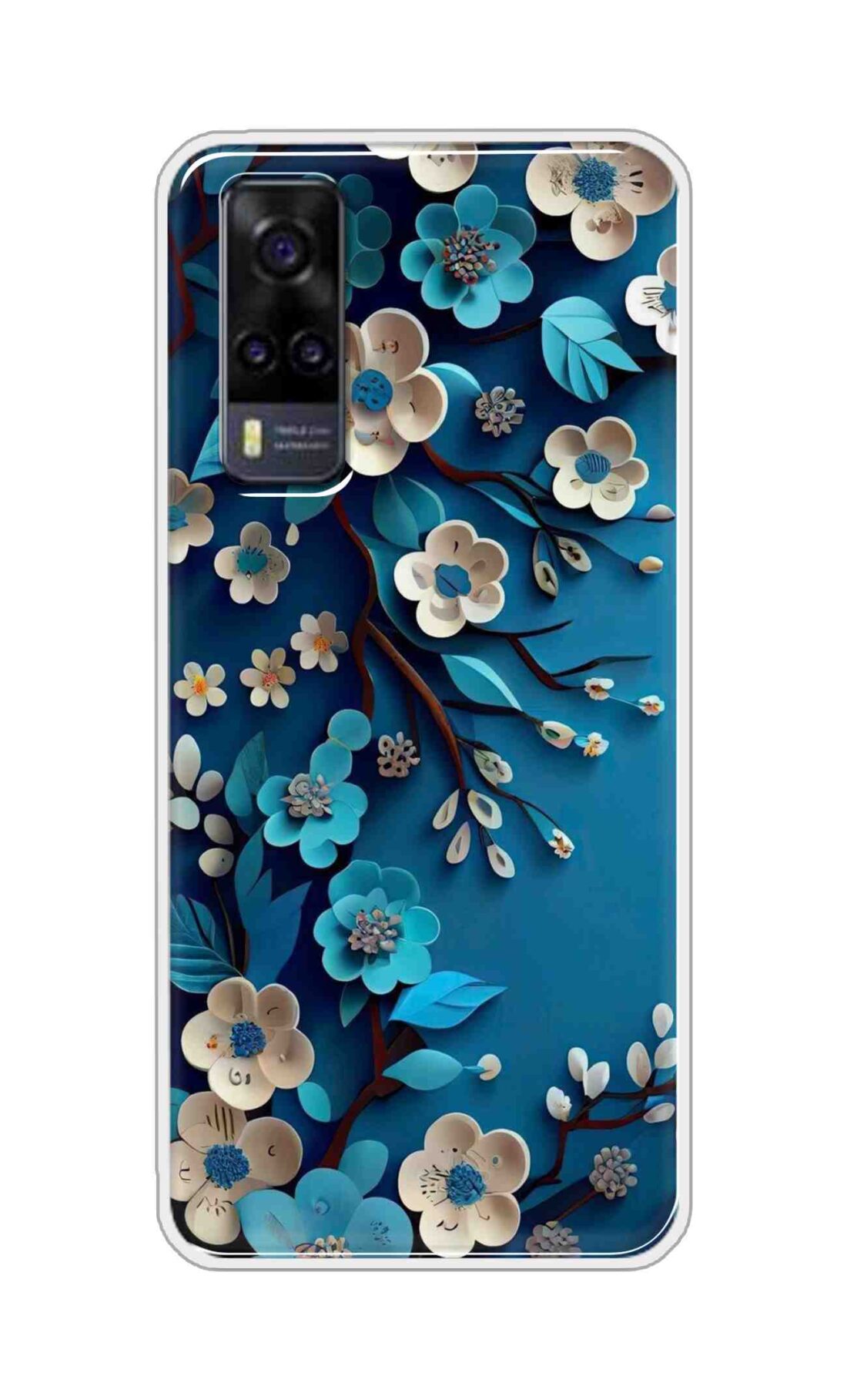 Coberta Back Cover For Vivo Y31 2021 Back Cover Stylish Case - Blue and White Flowers Design D16551